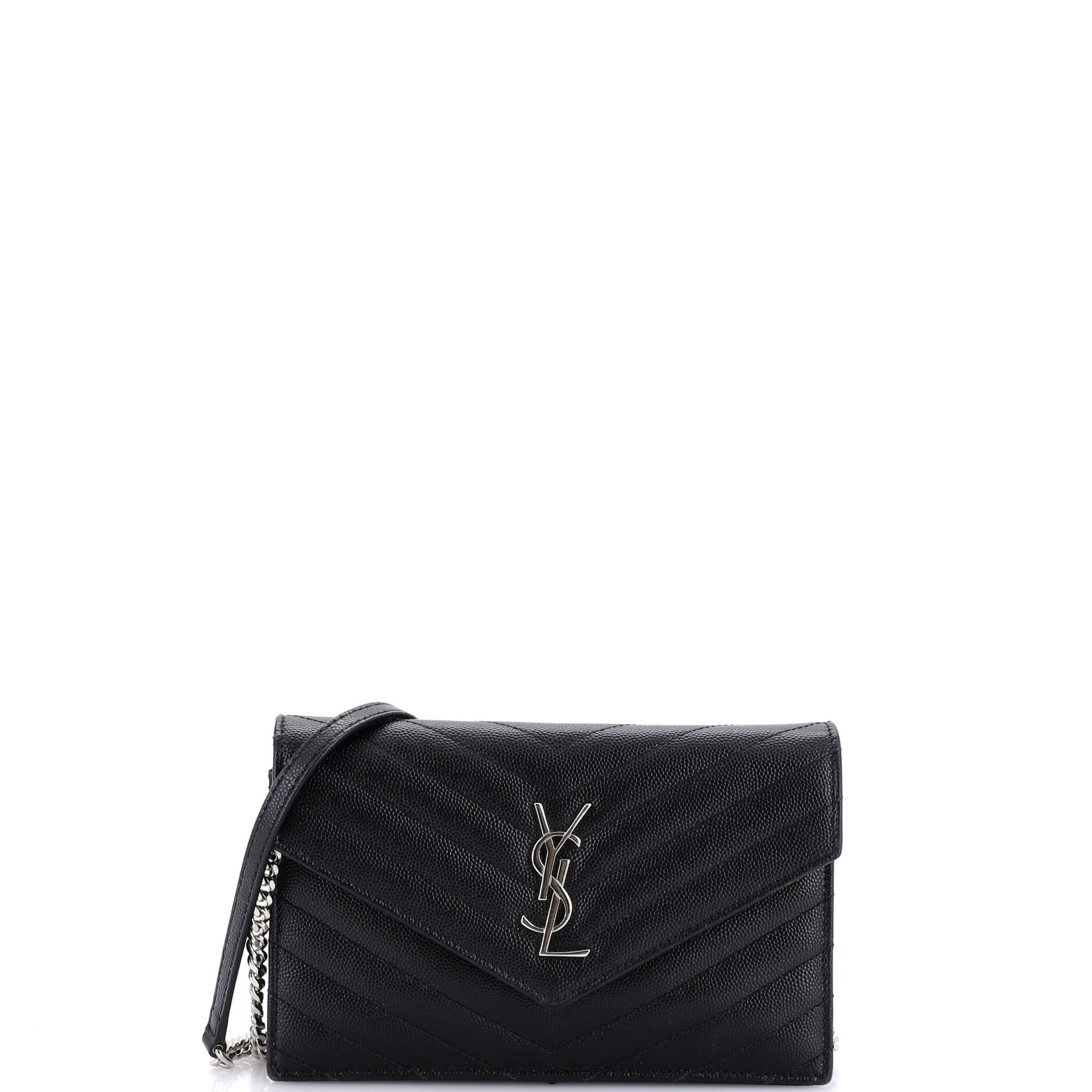 Classic Monogram Wallet on Chain Matelasse Chevron Leather Small