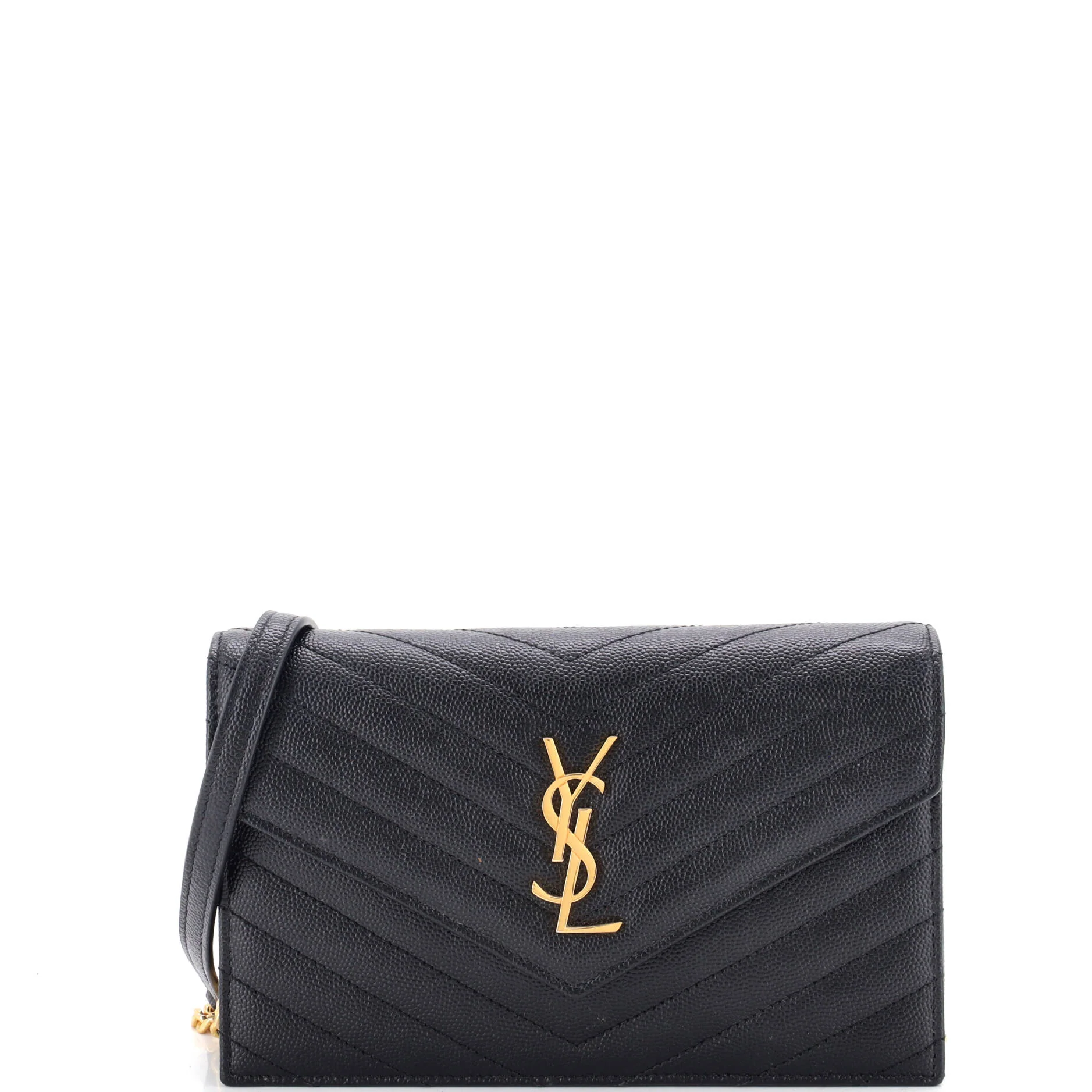 Classic Monogram Wallet on Chain Matelasse Chevron Leather Small
