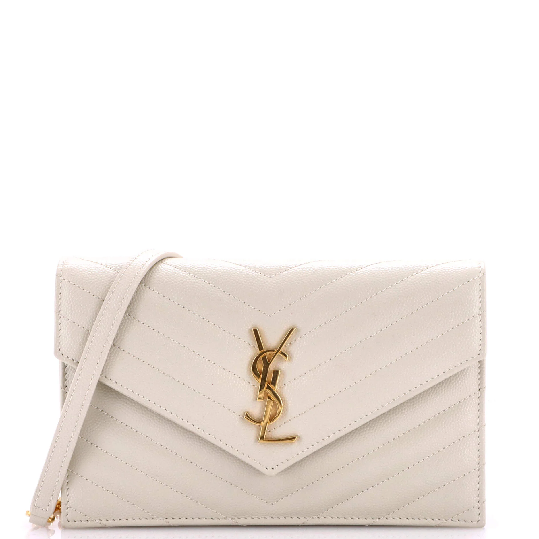 Classic Monogram Wallet on Chain Matelasse Chevron Leather Small