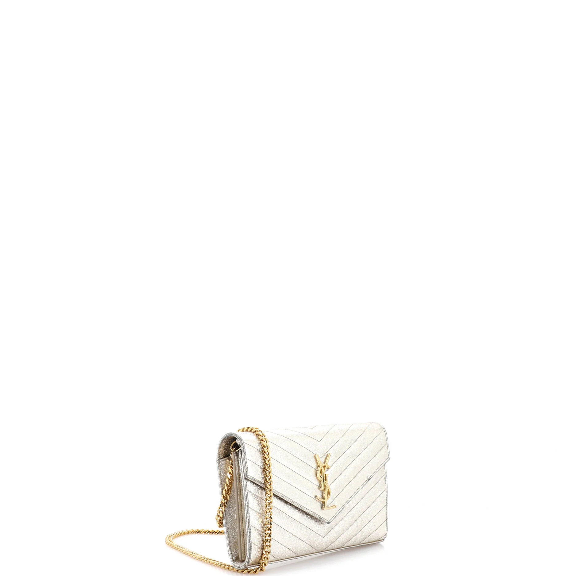 Classic Monogram Wallet on Chain Matelasse Chevron Metallic Leather Medium - Image 2
