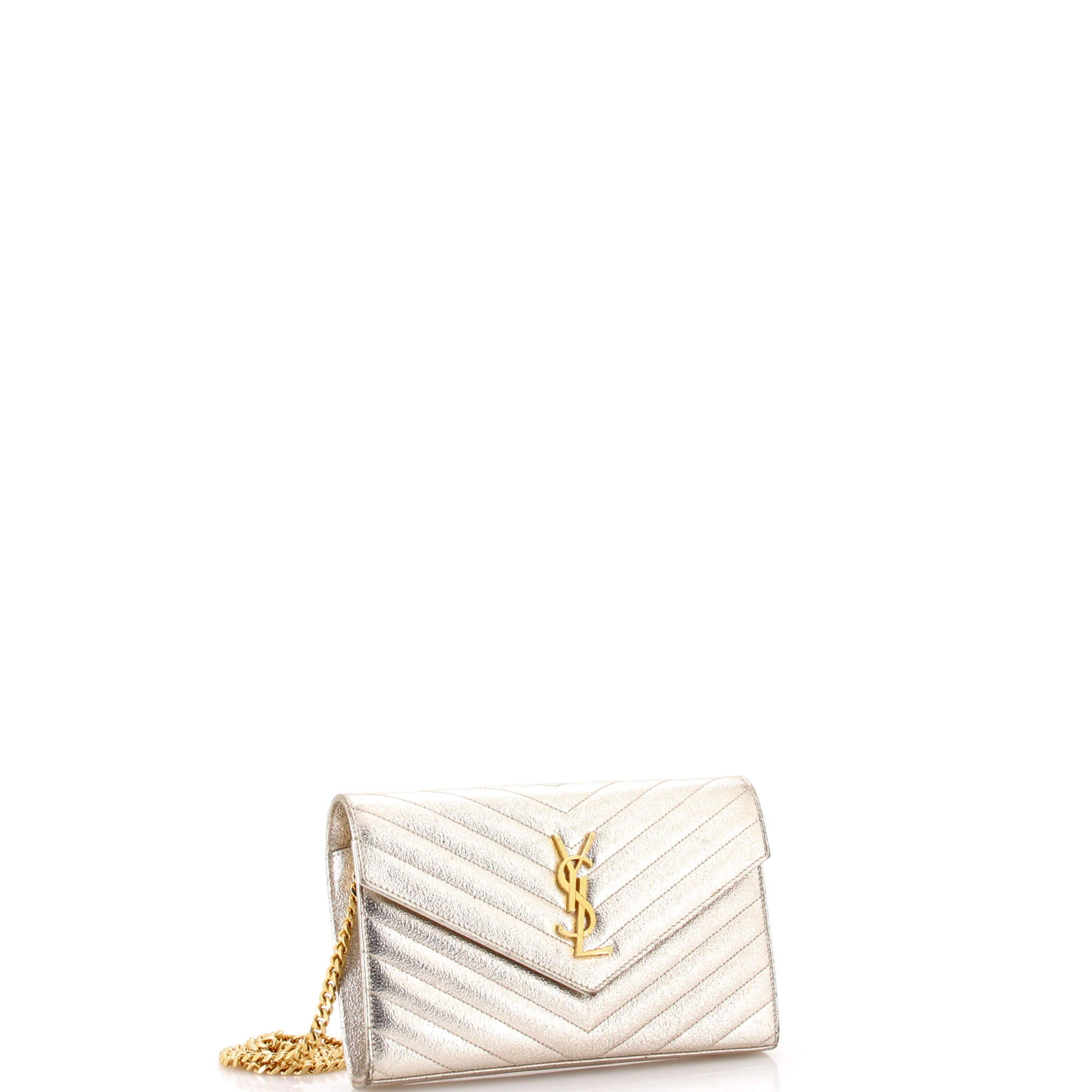 Classic Monogram Wallet on Chain Matelasse Chevron Metallic Leather Medium - Image 2