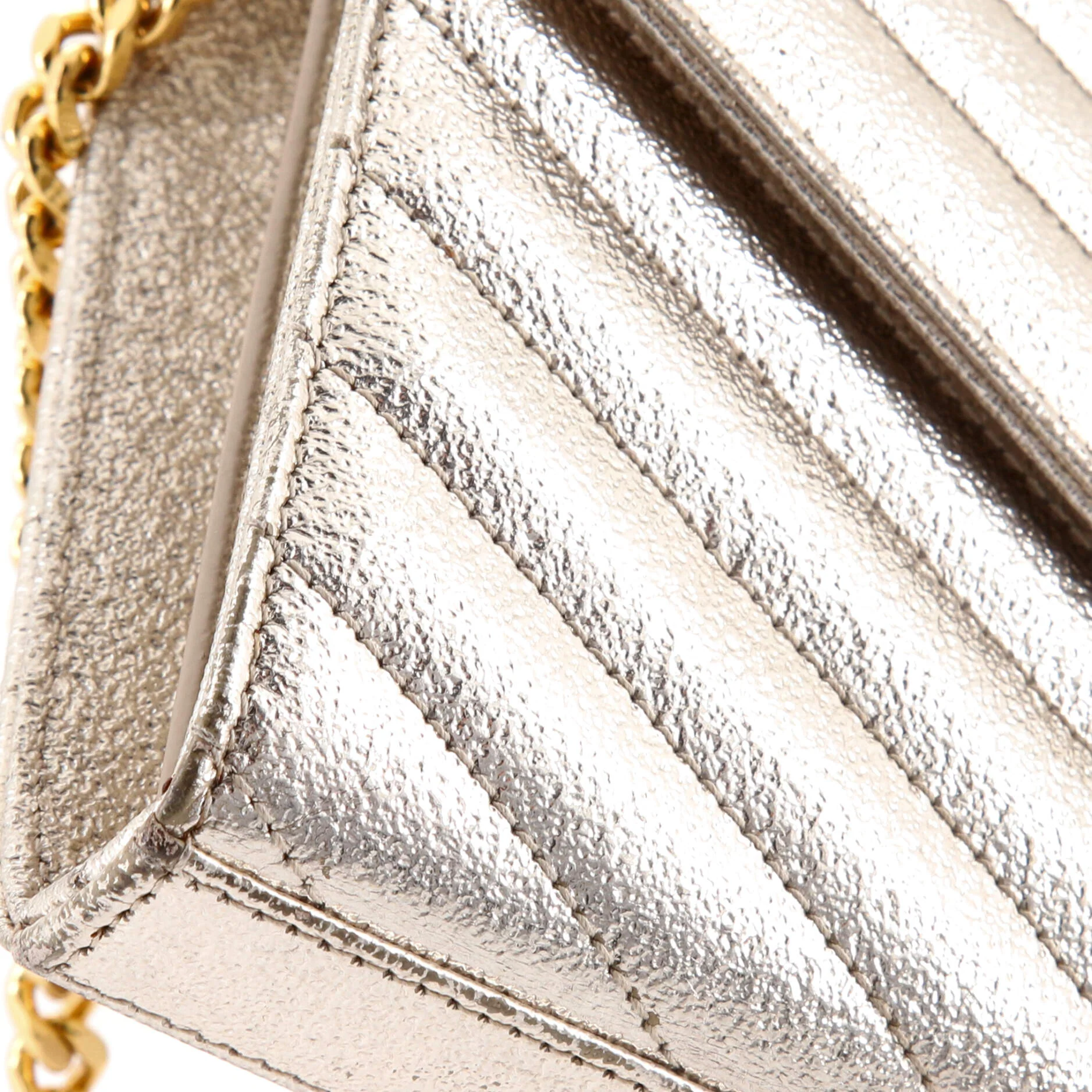 Classic Monogram Wallet on Chain Matelasse Chevron Metallic Leather Medium - Image 6