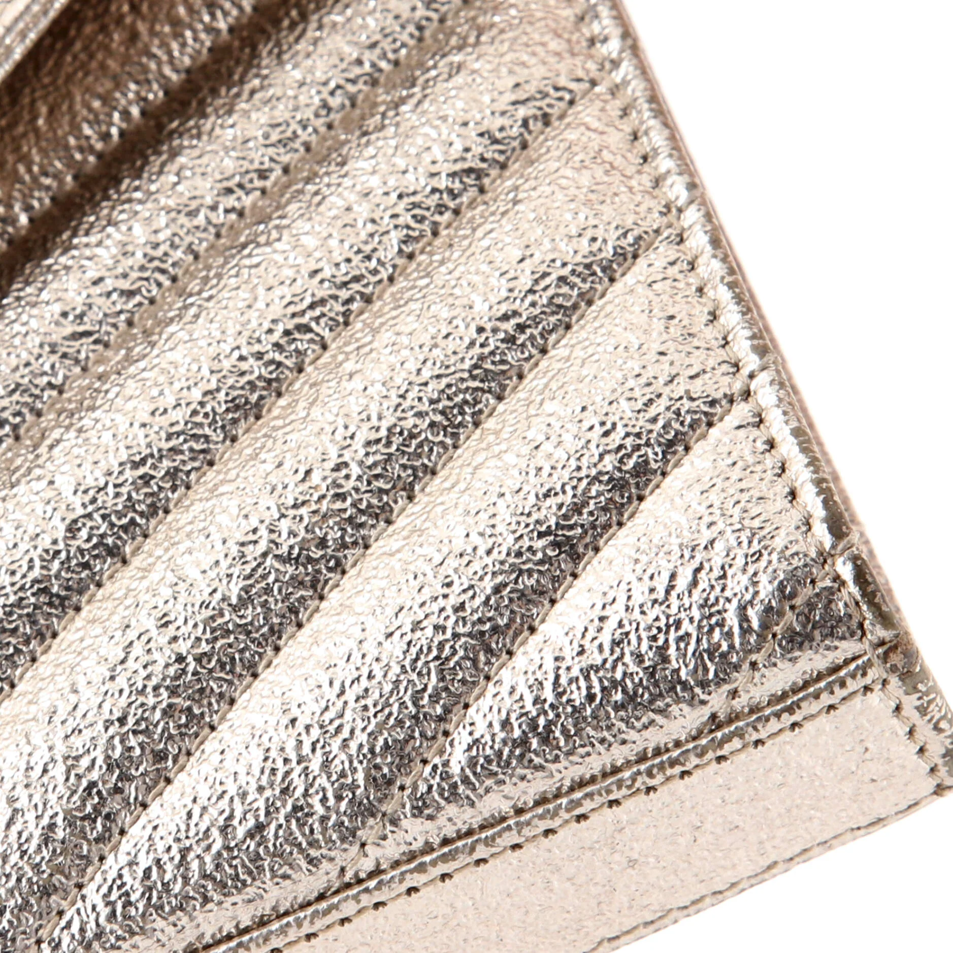 Classic Monogram Wallet on Chain Matelasse Chevron Metallic Leather Medium - Image 7