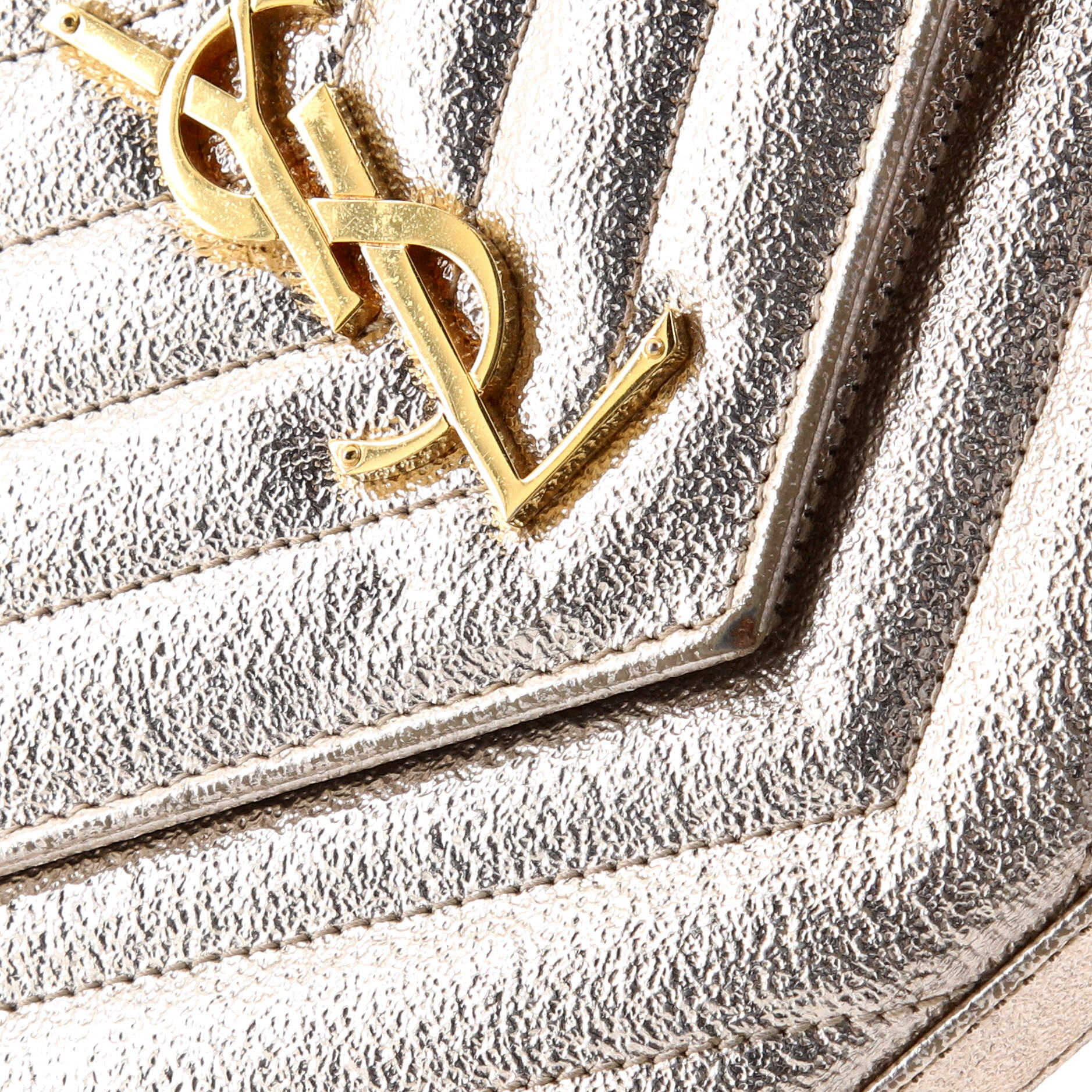Classic Monogram Wallet on Chain Matelasse Chevron Metallic Leather Medium - Image 8