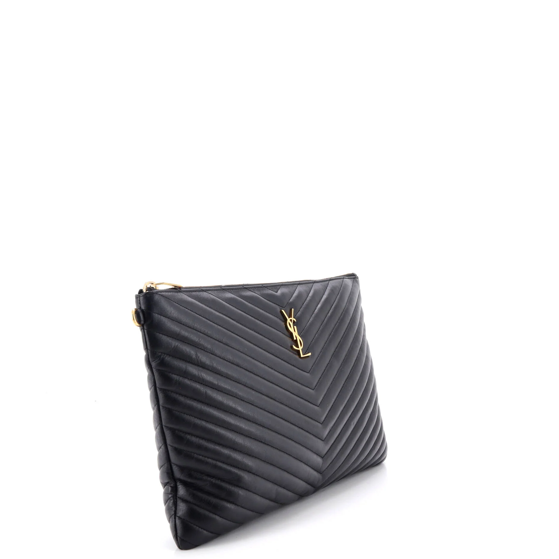 Classic Monogram Wristlet Pouch Matelasse Chevron Leather Large - Image 2