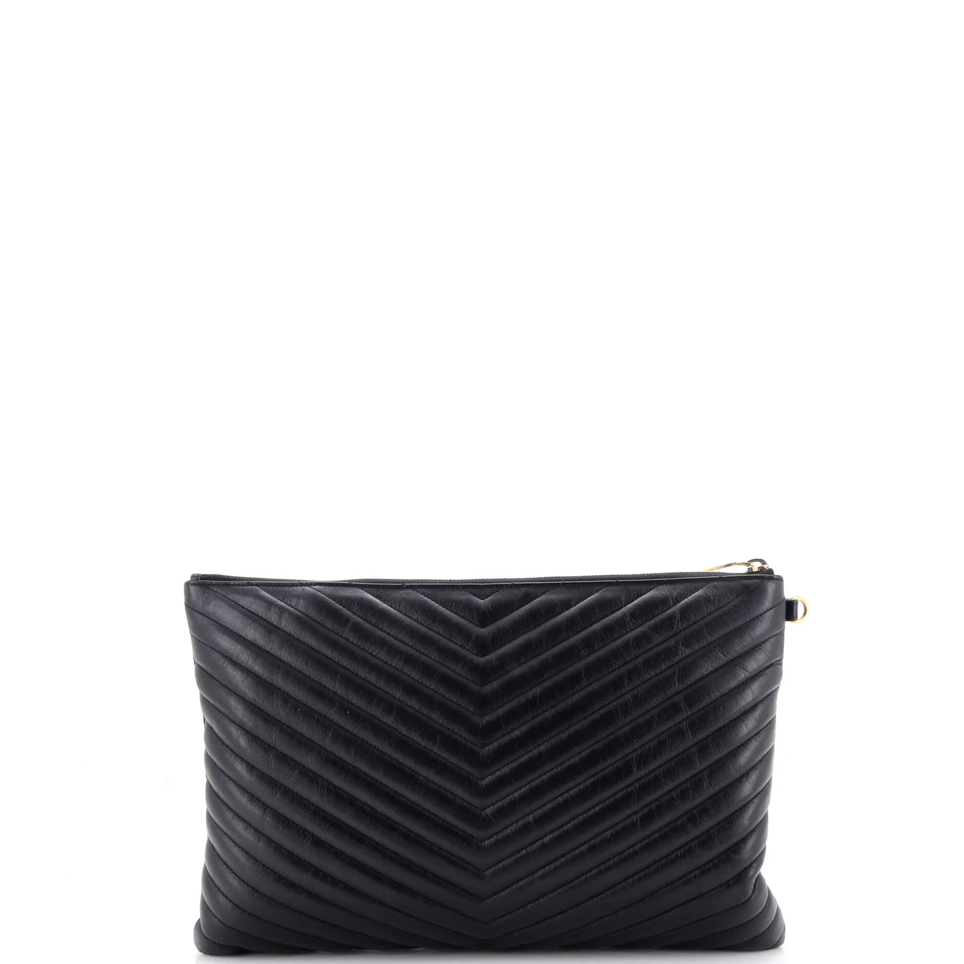Classic Monogram Wristlet Pouch Matelasse Chevron Leather Large - Image 3