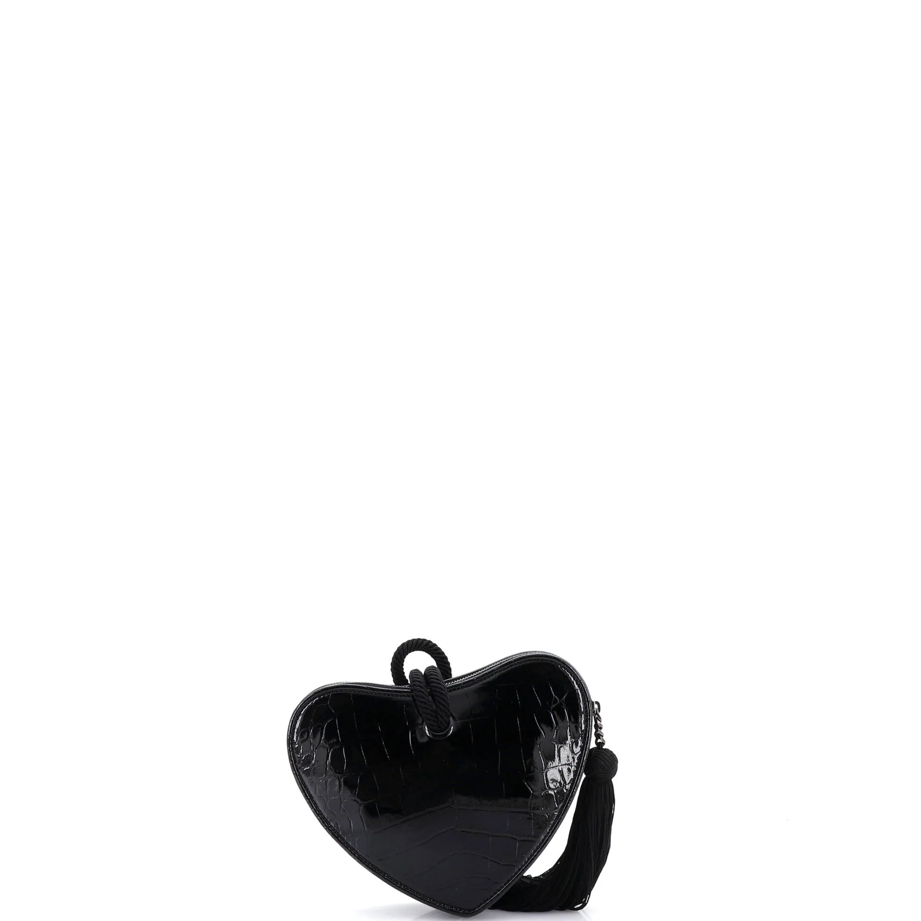 Heart Tassel Clutch Crocodile Embossed Patent - Image 3