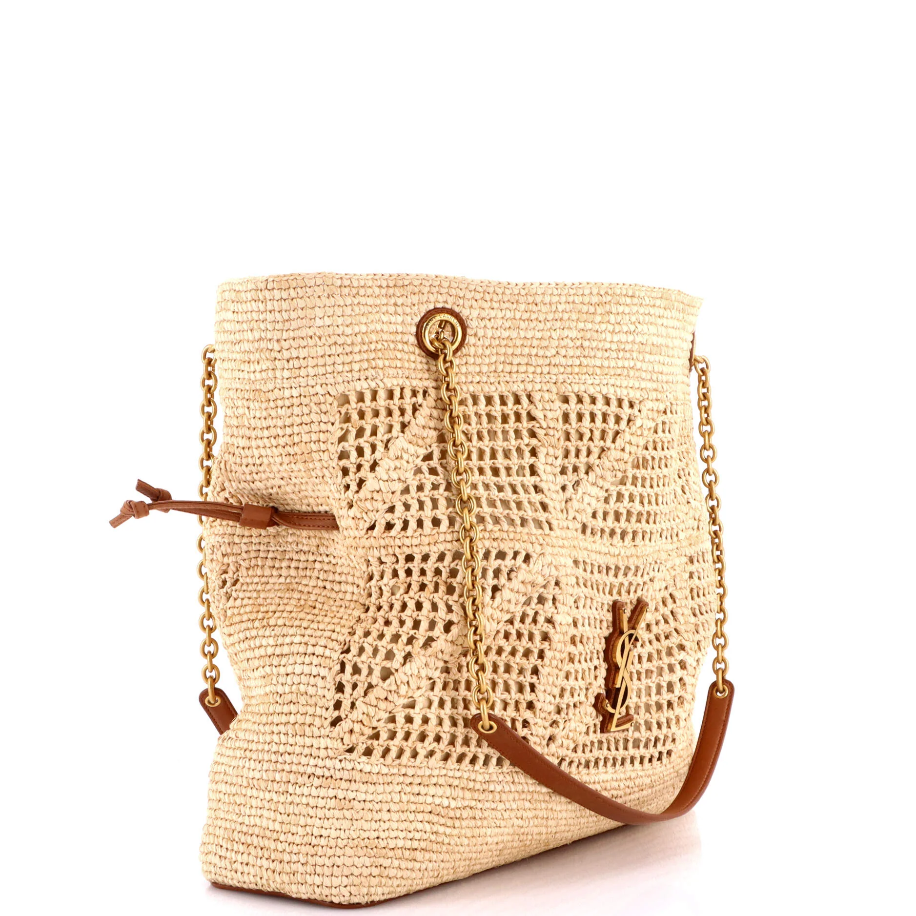 Jamie Shopping Tote Raffia with Leather Medium - Image 2