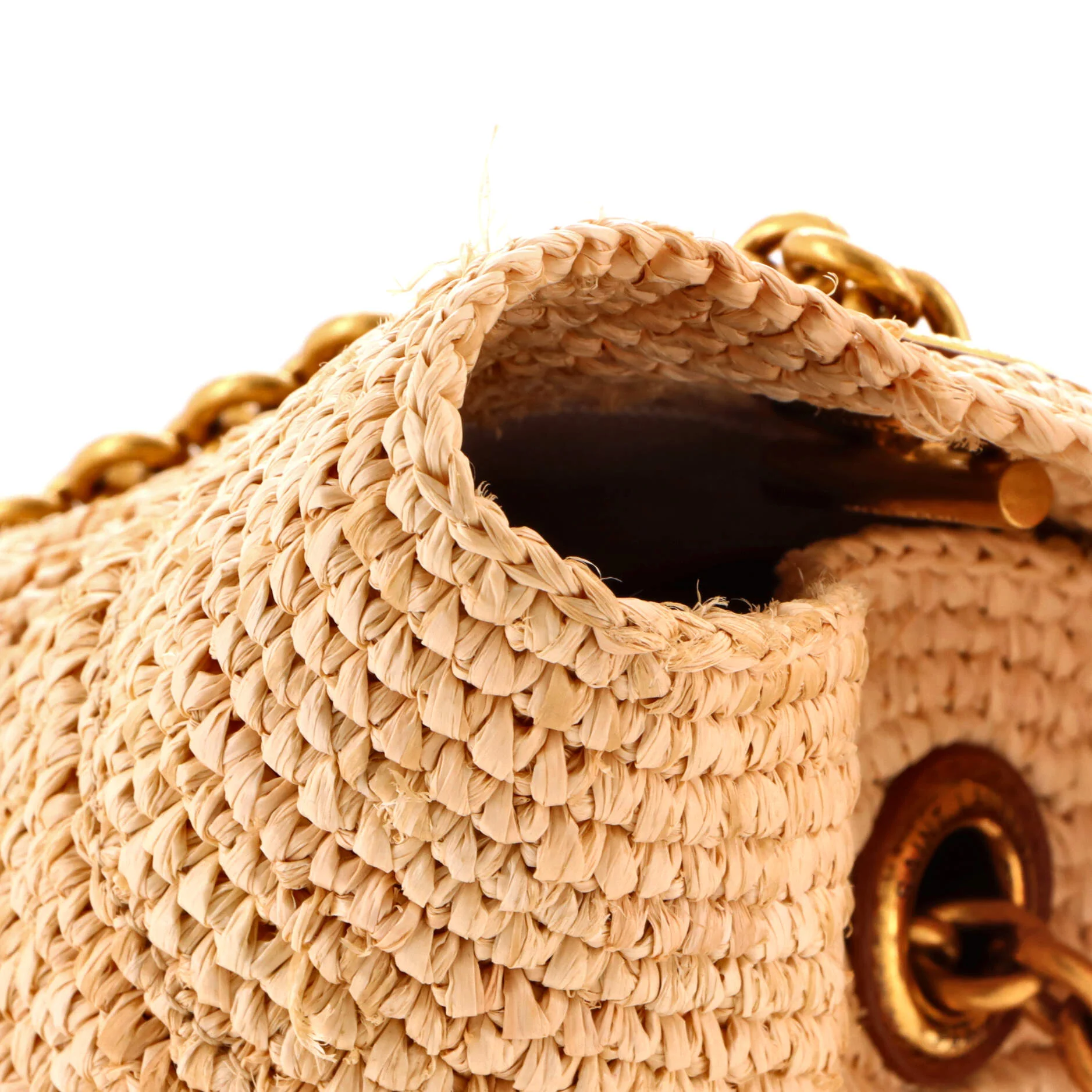 Jamie Shopping Tote Raffia with Leather Medium - Image 6