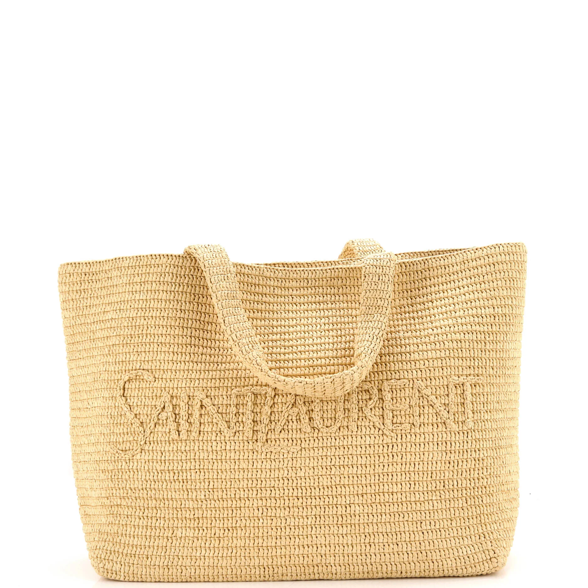 Logo Supple Tote Embroidered Raffia