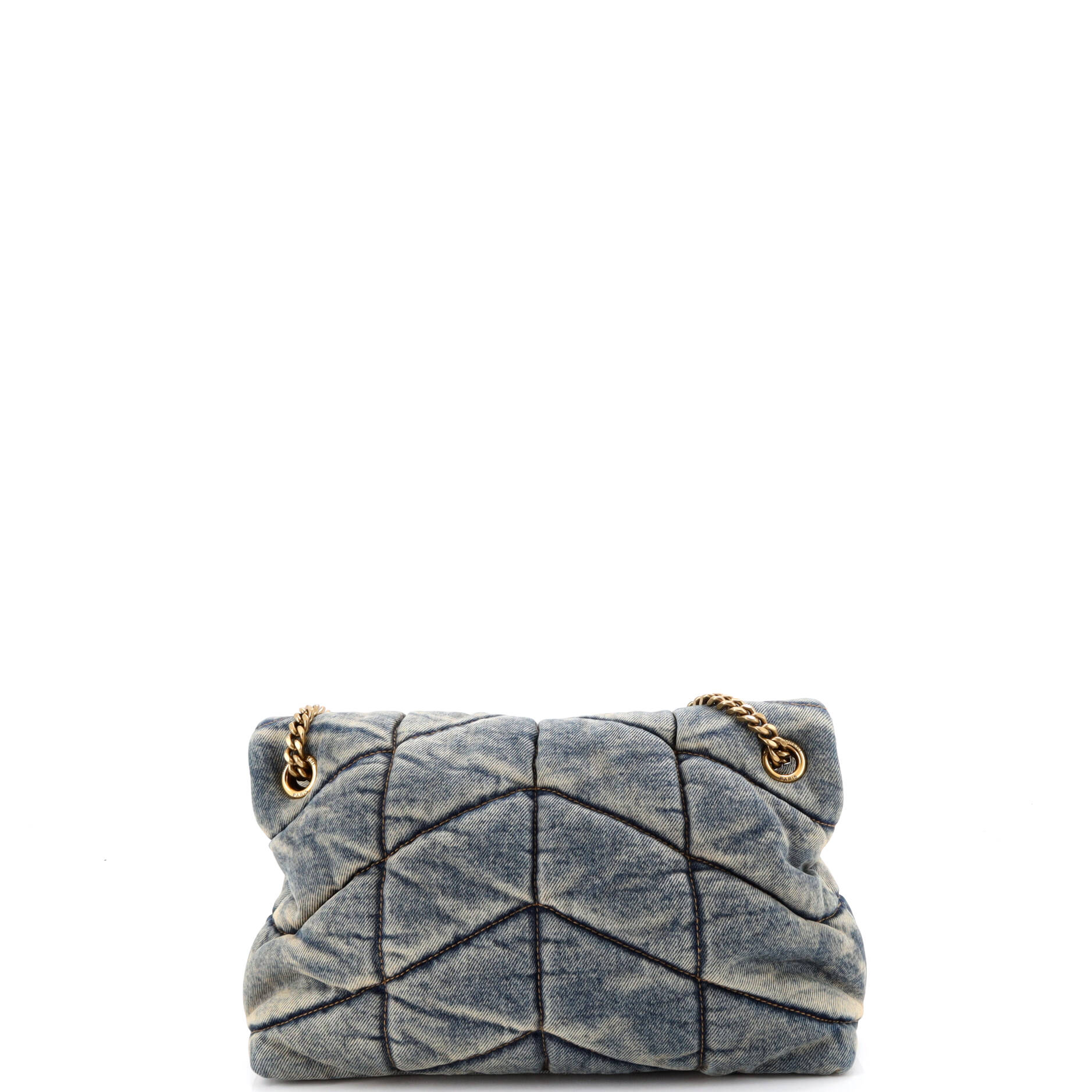 Loulou Puffer Shoulder Bag Quilted Vintage Denim Small - Image 3