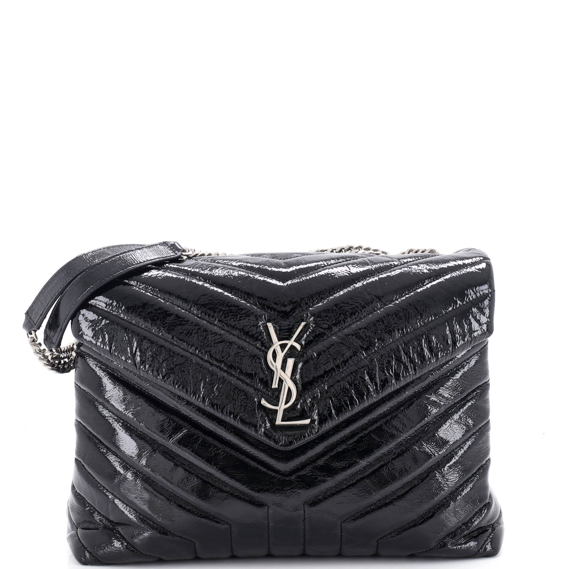 Loulou Shoulder Bag Matelasse Chevron Patent Medium