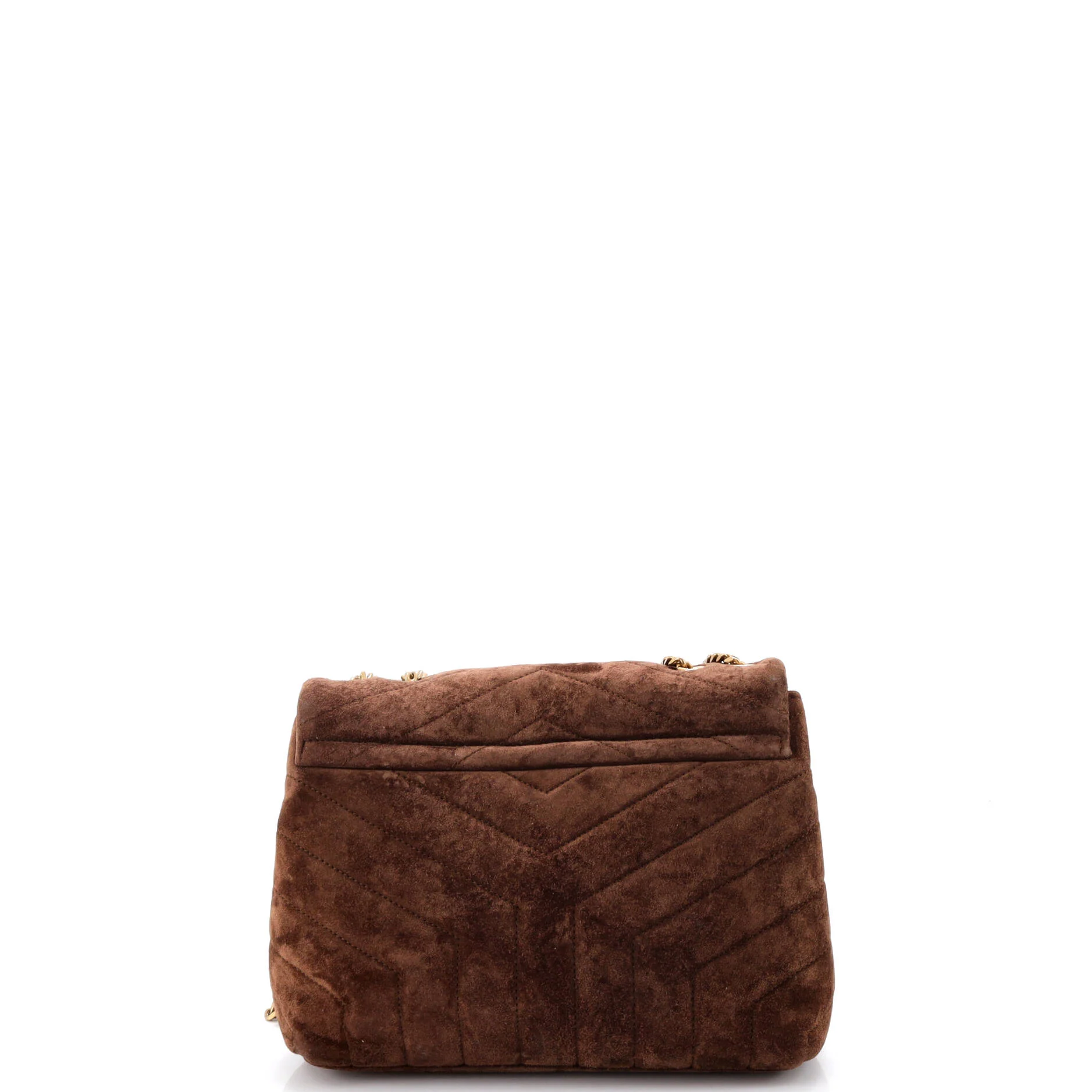 Loulou Shoulder Bag Matelasse Chevron Suede Small - Image 3