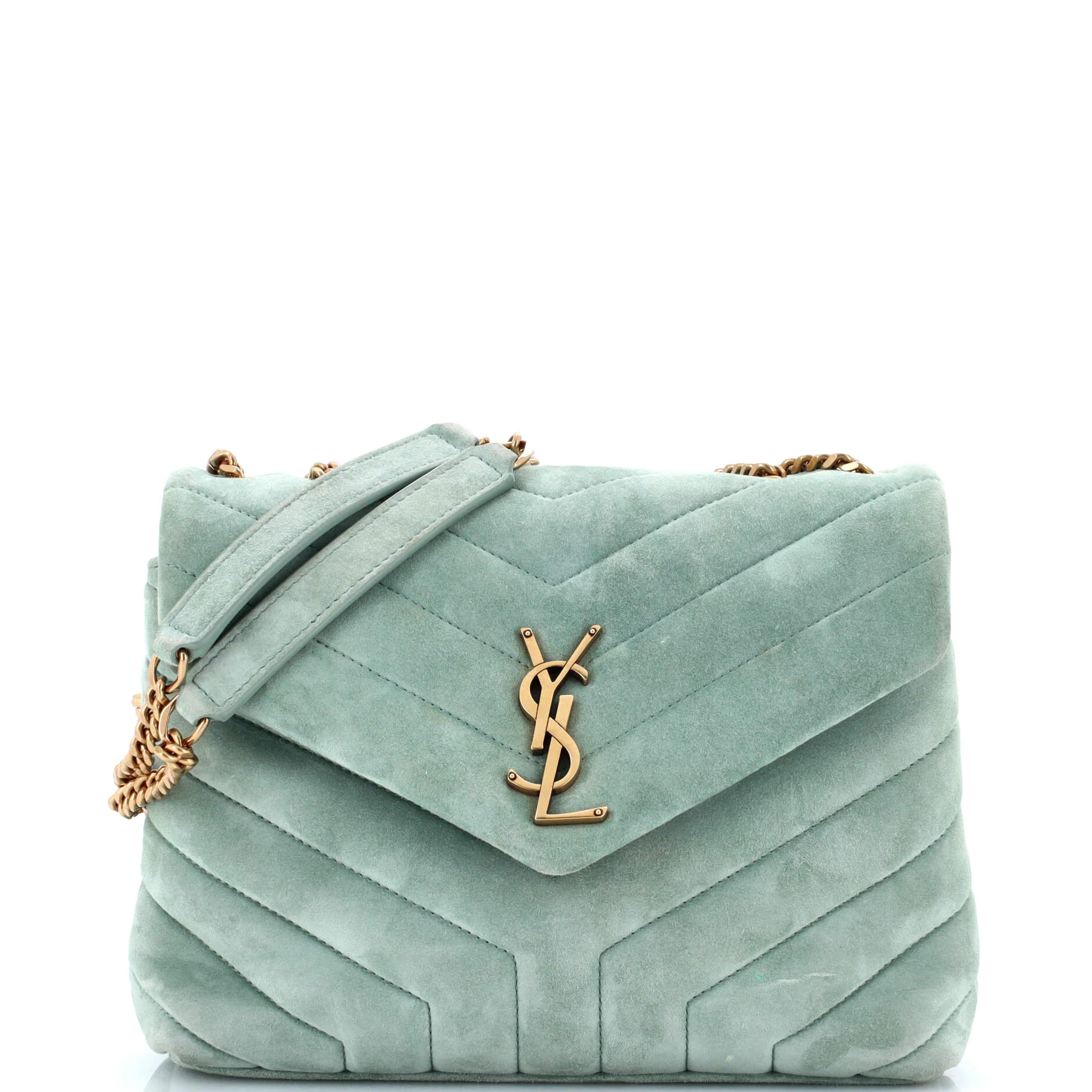 Loulou Shoulder Bag Matelasse Chevron Suede Small