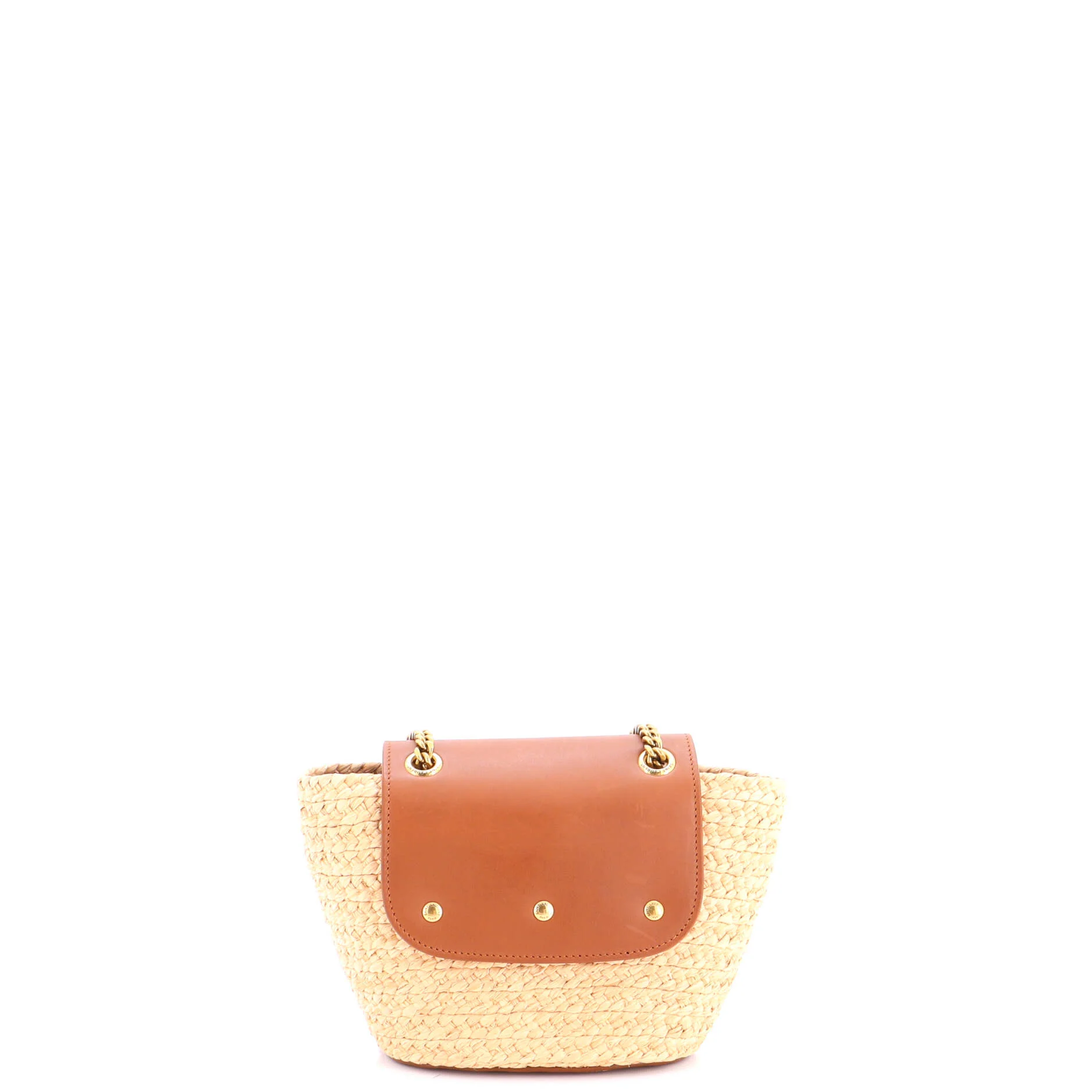 Manon Basket Bag Raffia with Leather Mini - Image 3