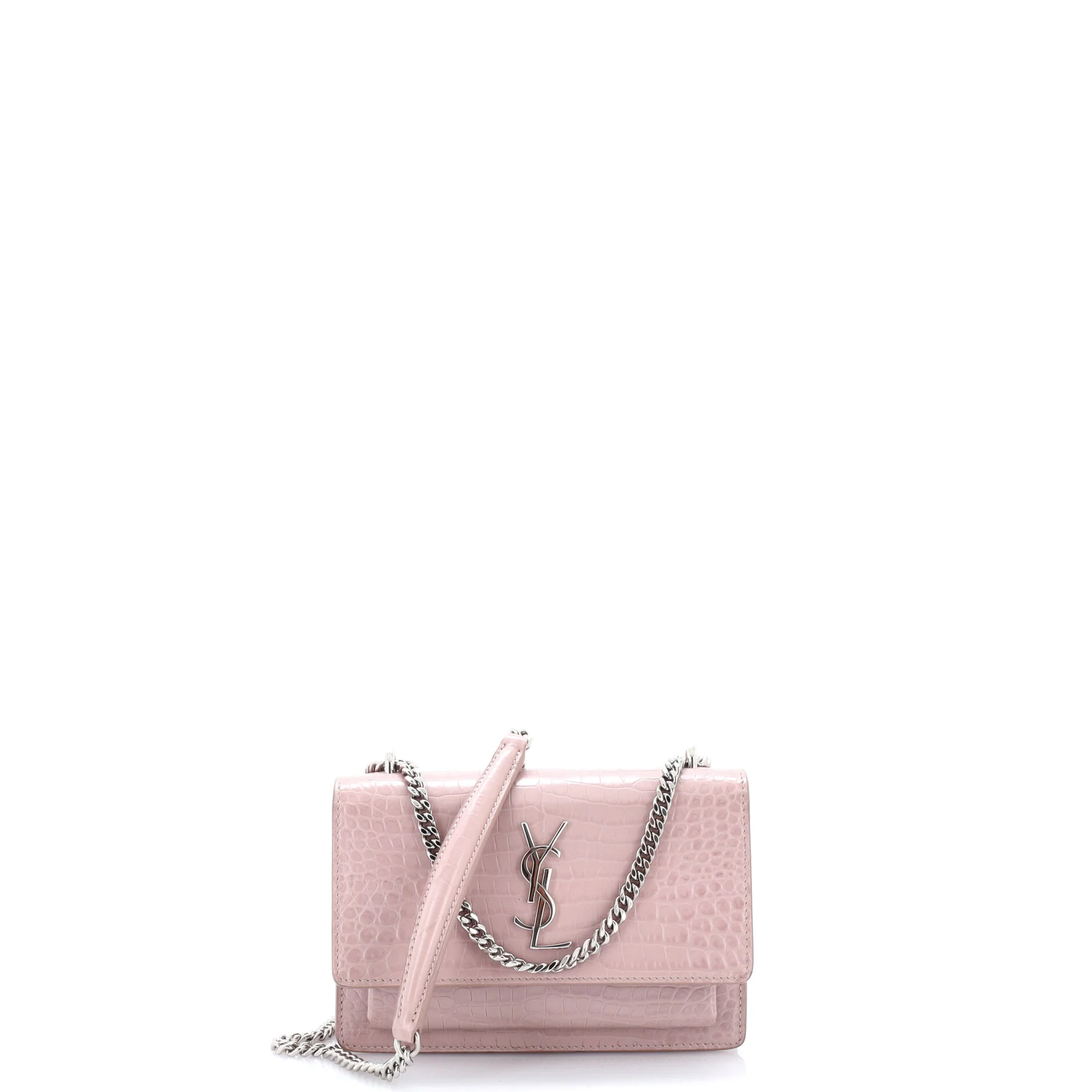 Sunset Chain Wallet Crocodile Embossed Leather