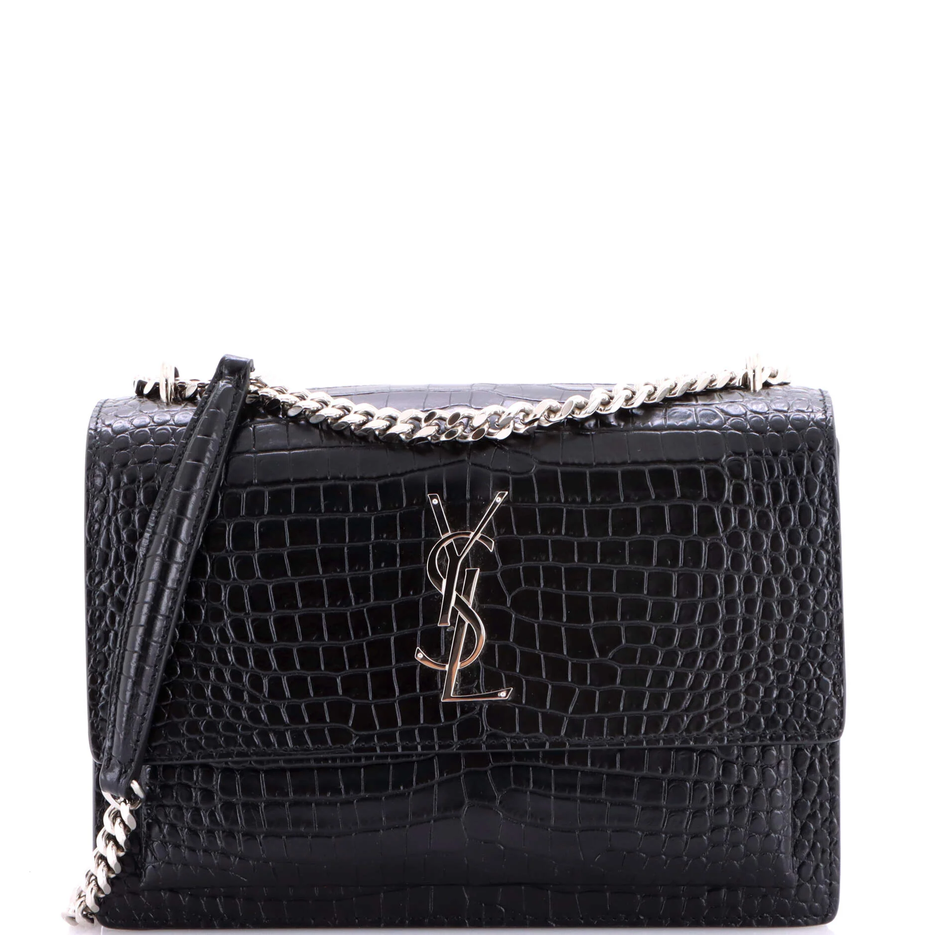 Sunset Crossbody Bag Crocodile Embossed Leather Medium