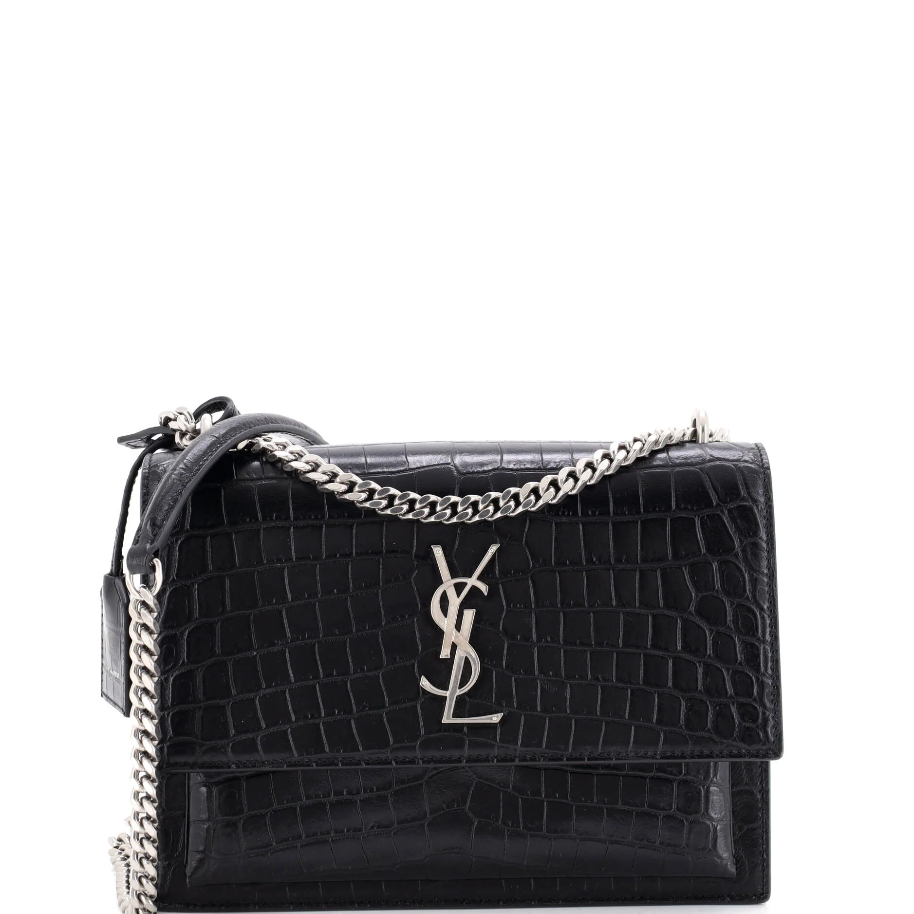 Sunset Crossbody Bag Crocodile Embossed Leather Medium