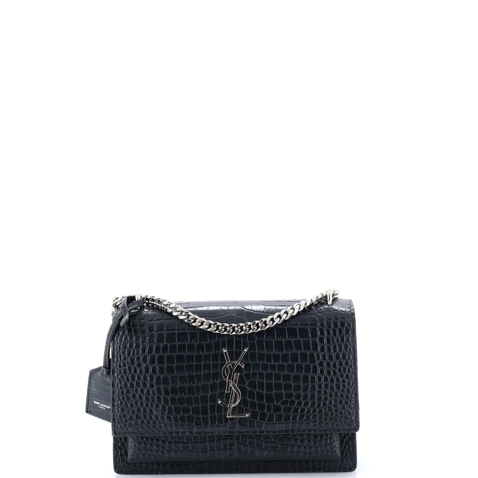 Sunset Crossbody Bag Crocodile Embossed Leather Medium