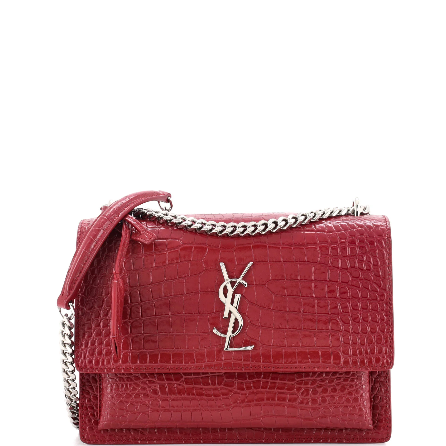 Sunset Crossbody Bag Crocodile Embossed Leather Medium