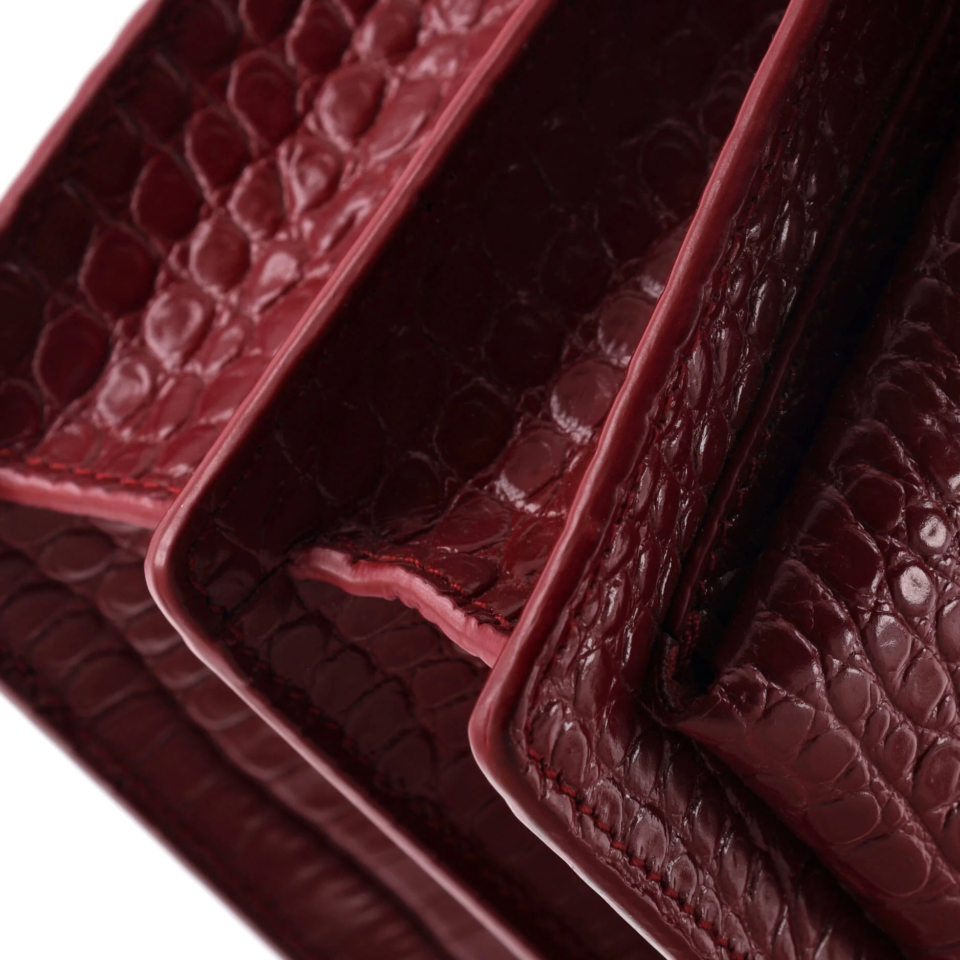 Sunset Crossbody Bag Crocodile Embossed Leather Medium - Image 6
