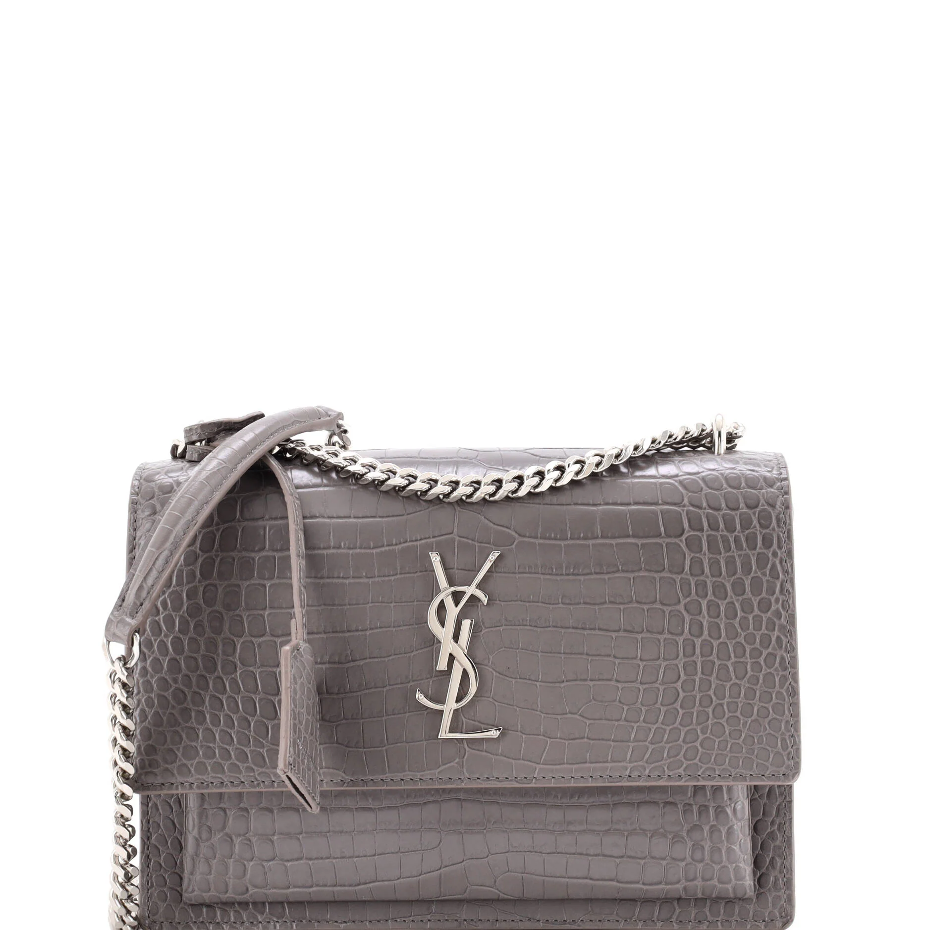 Sunset Crossbody Bag Crocodile Embossed Leather Medium