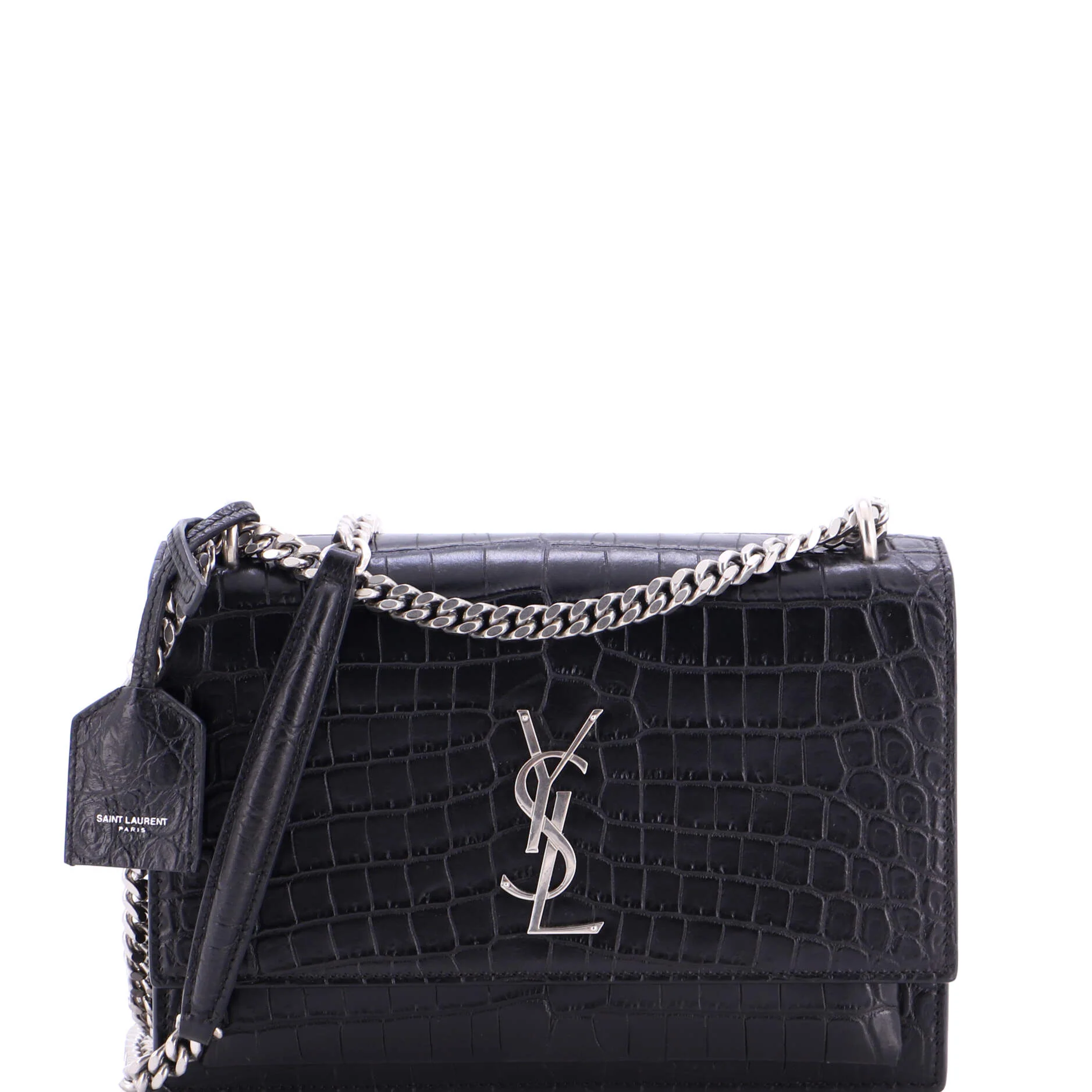 Sunset Crossbody Bag Crocodile Embossed Leather Medium