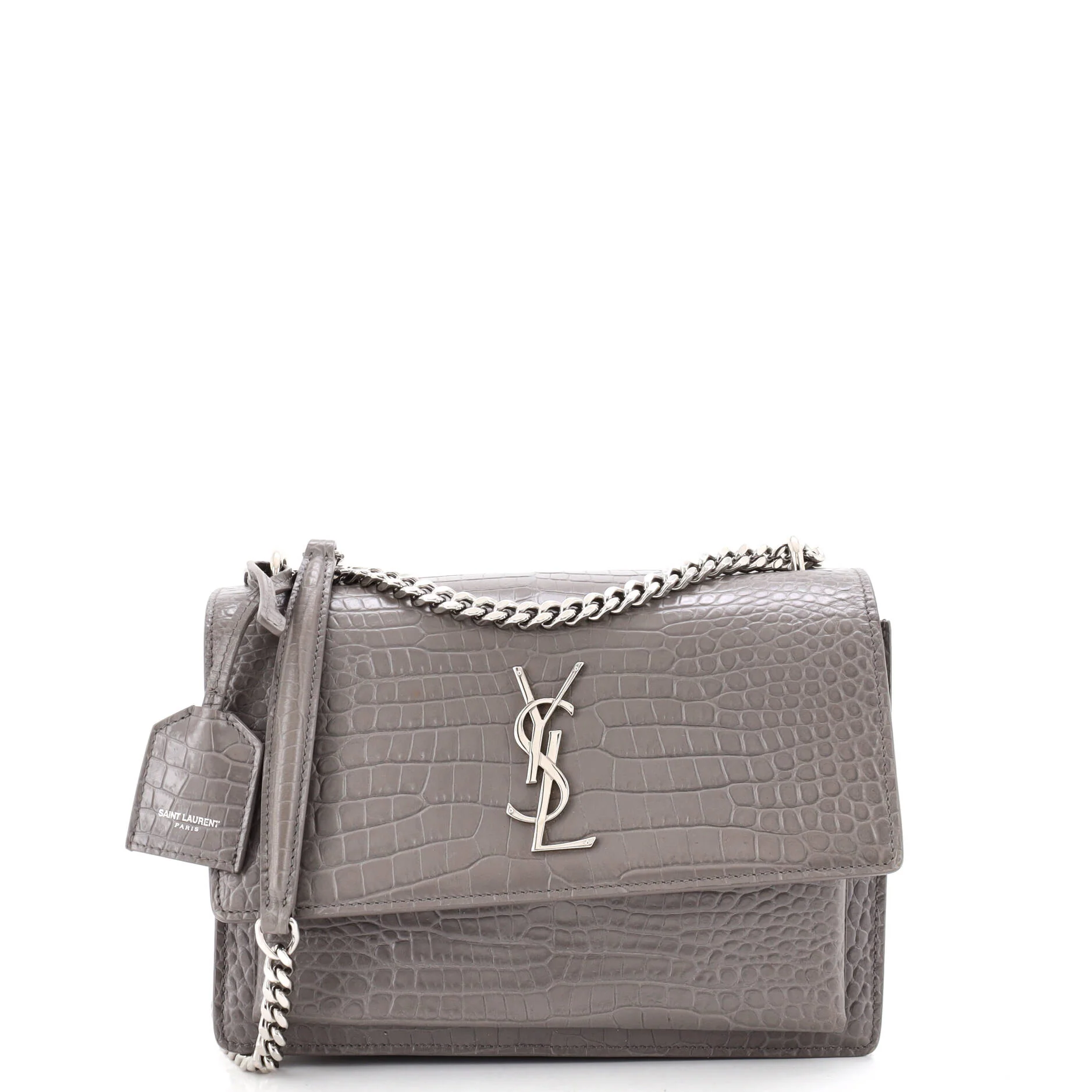 Sunset Crossbody Bag Crocodile Embossed Leather Medium