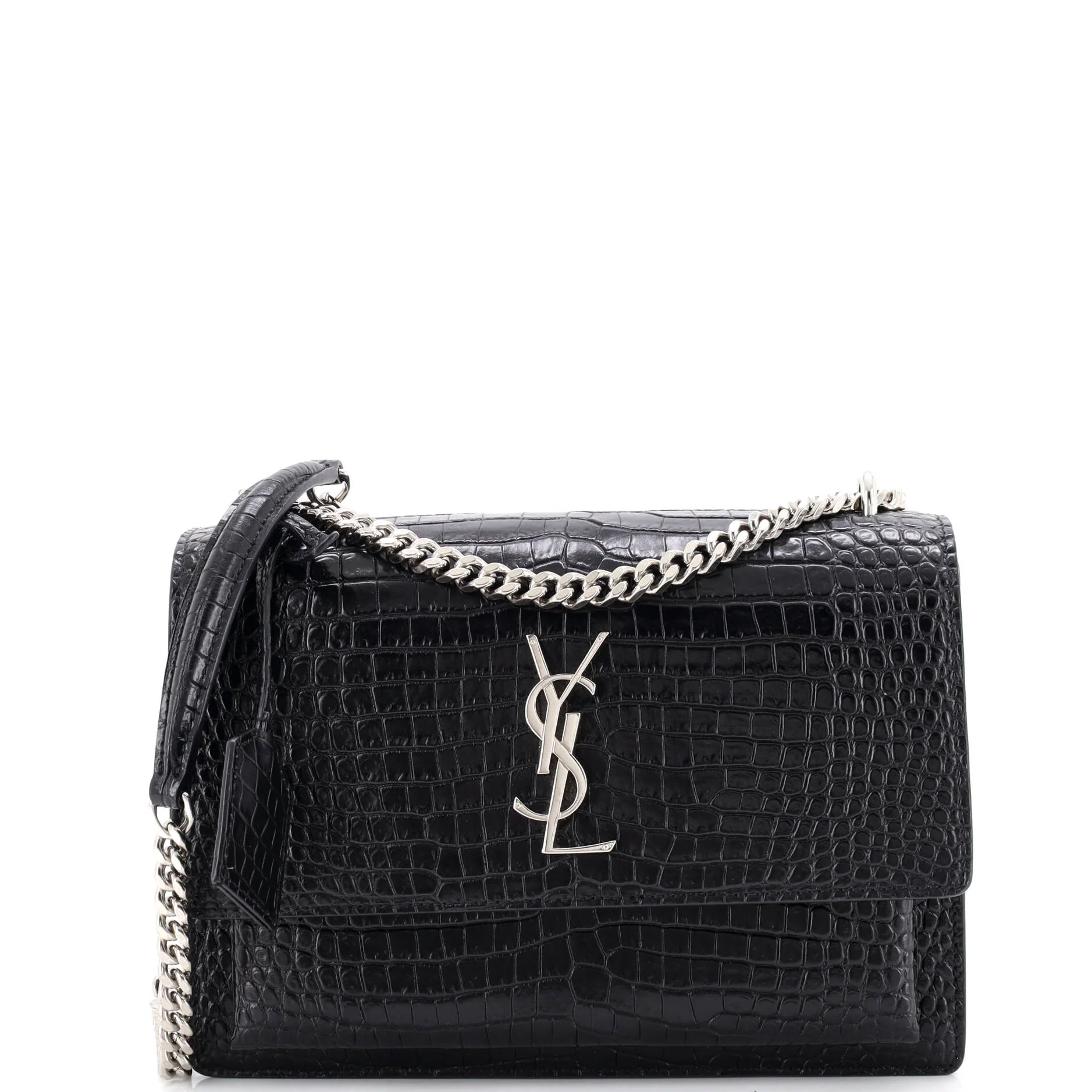 Sunset Crossbody Bag Crocodile Embossed Leather Medium
