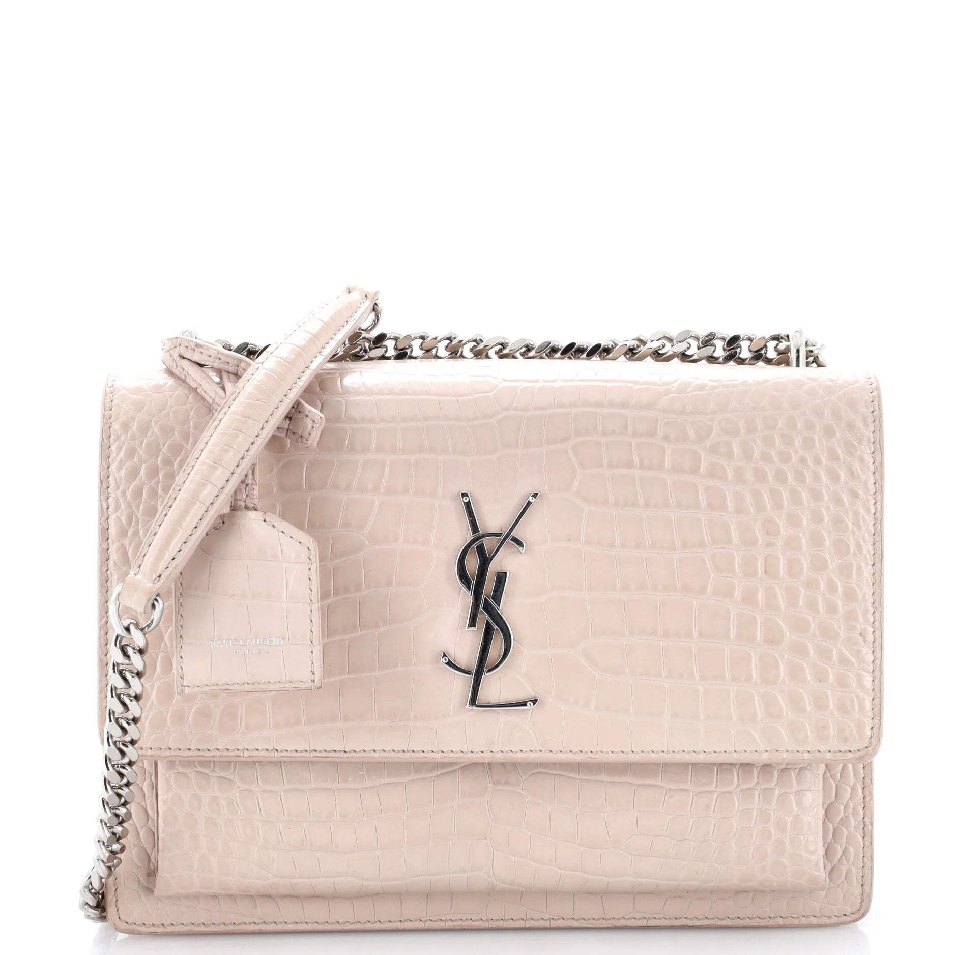 Sunset Crossbody Bag Crocodile Embossed Leather Medium