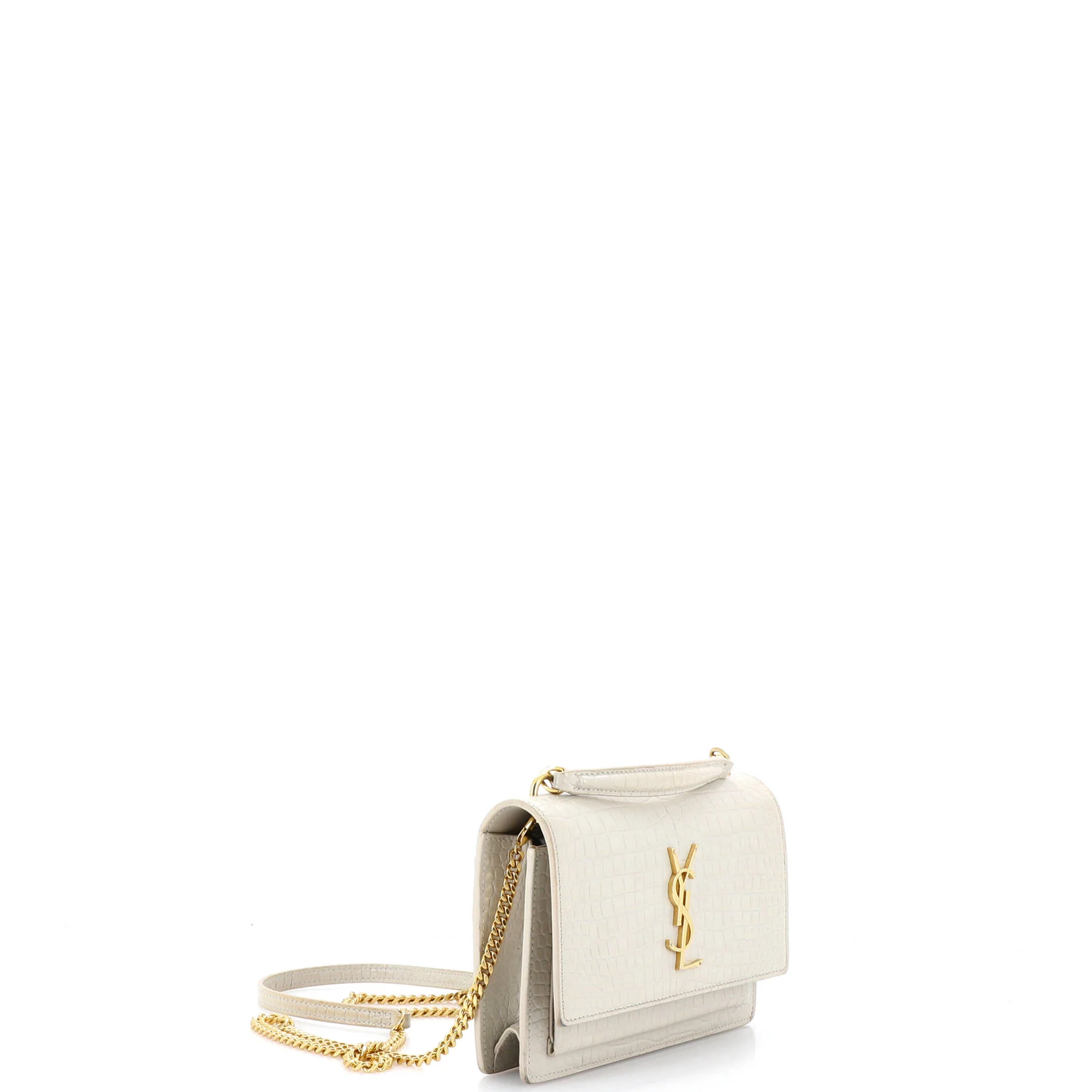 Sunset Top Handle Chain Wallet Crocodile Embossed Leather - Image 2