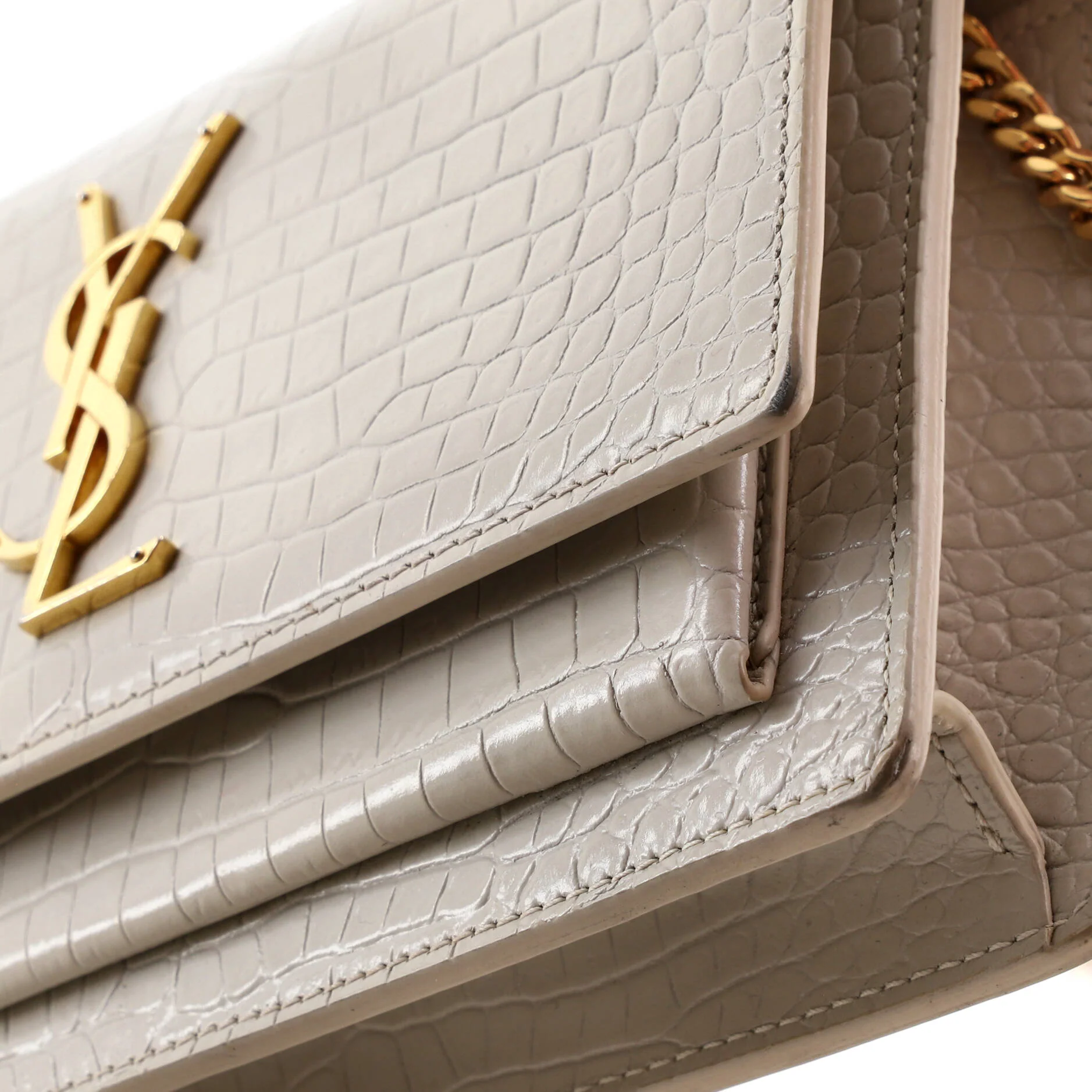 Sunset Top Handle Chain Wallet Crocodile Embossed Leather - Image 6