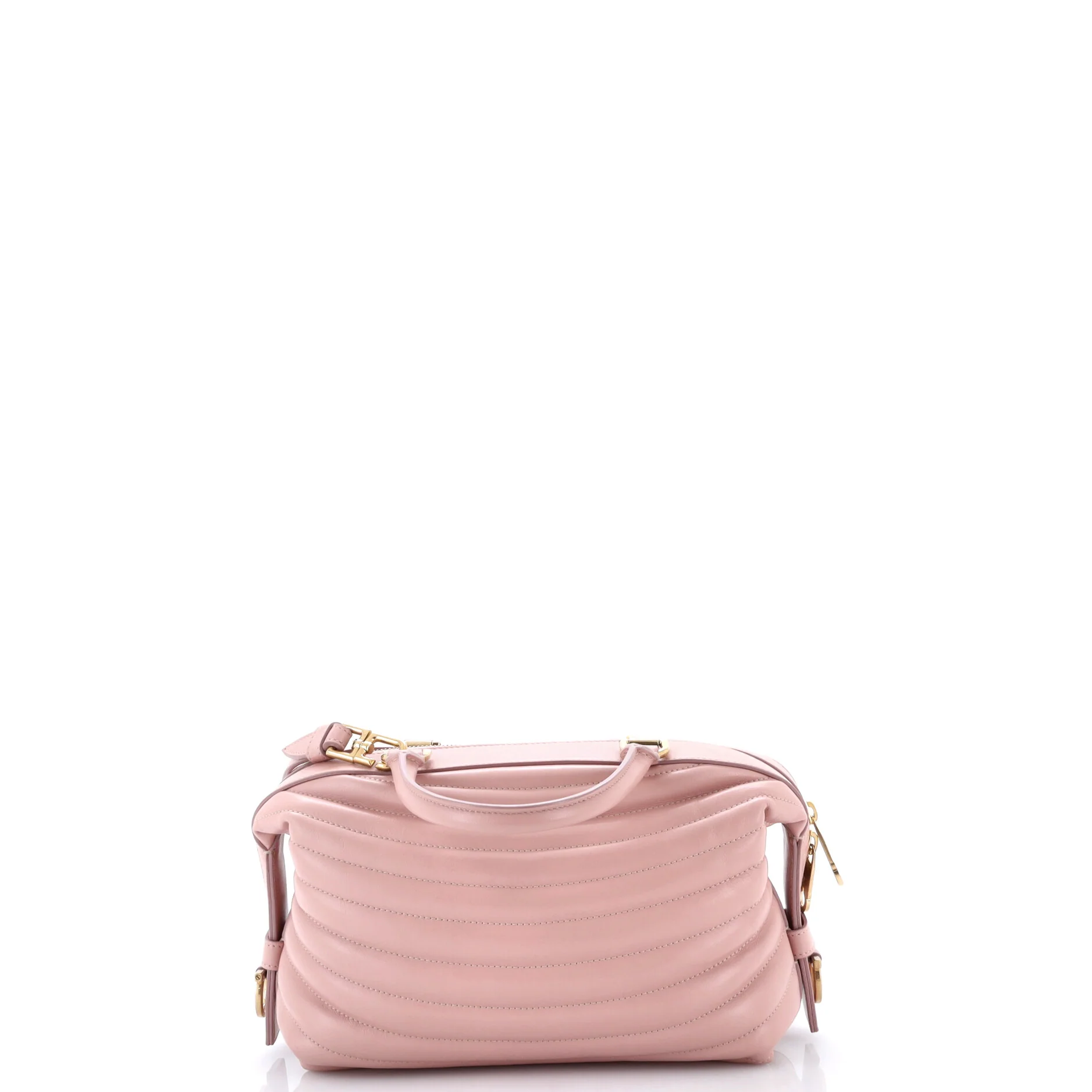 Convertible Top Handle Bowling Bag Quilted Leather - Image 3
