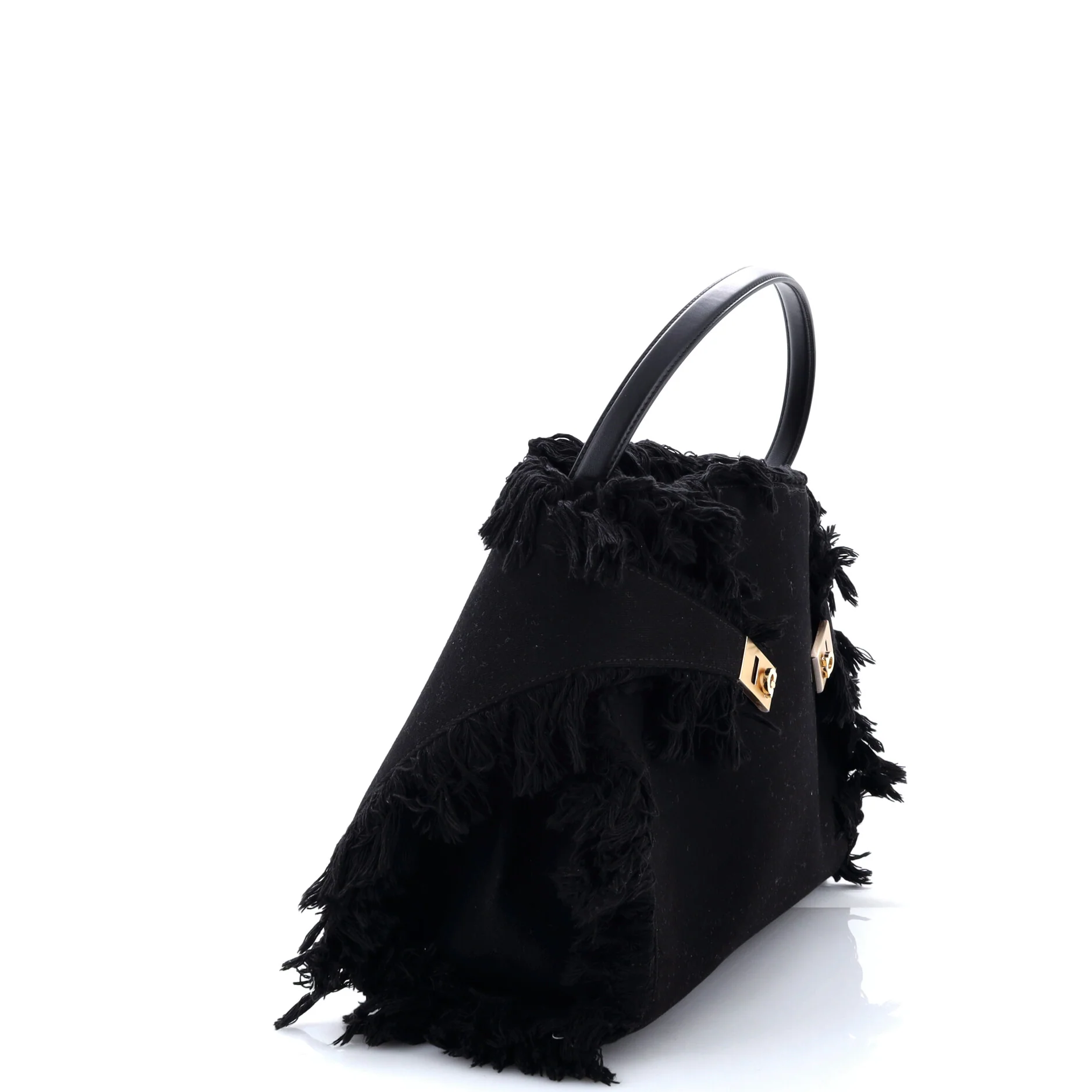 Hug Shoulder Bag Fringed Canvas and Leather Large - Image 2