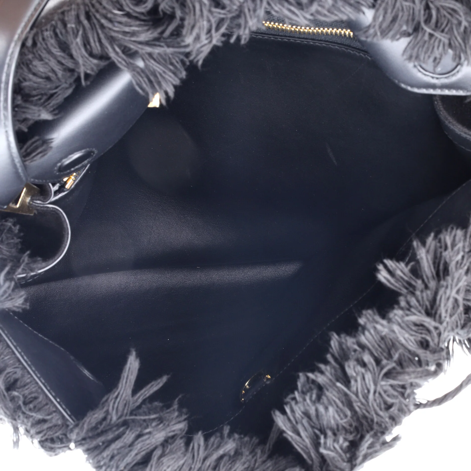 Hug Shoulder Bag Fringed Canvas and Leather Large - Image 5