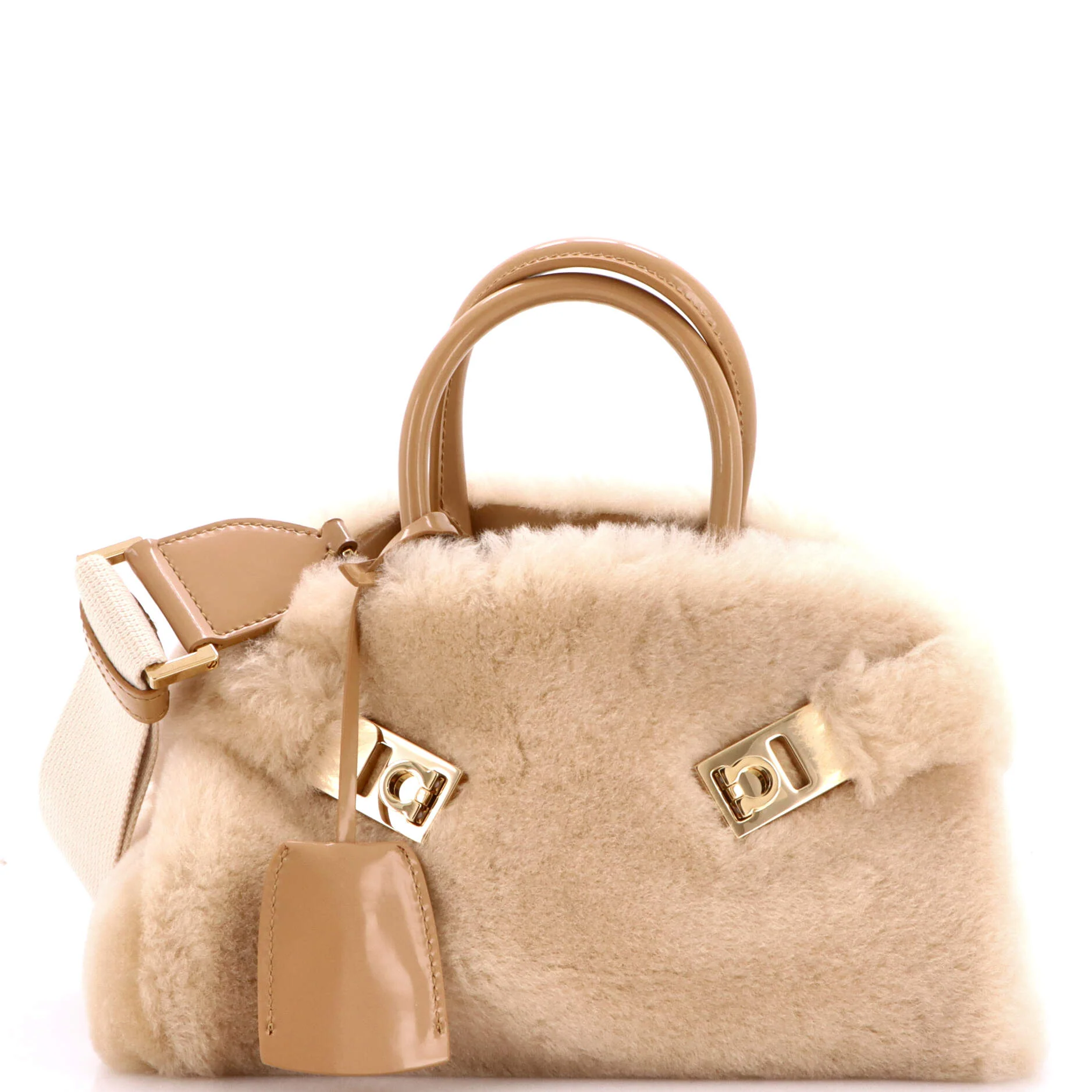 Hug Top Handle Bag Shearling XS