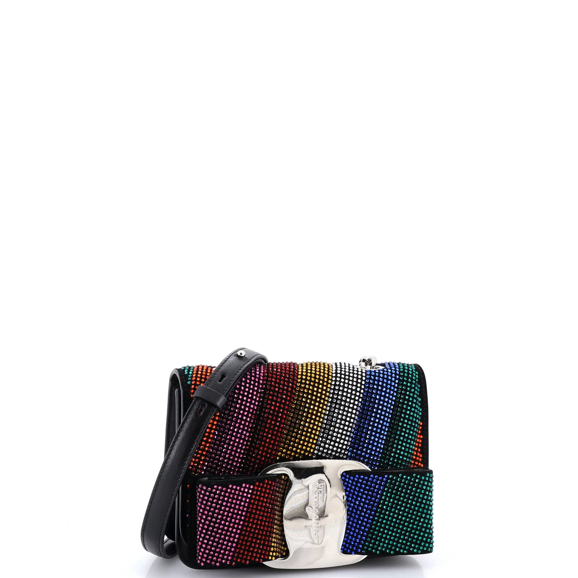 Miss Vara Bow Crossbody Bag Crystal Embellished Leather Mini - Image 2