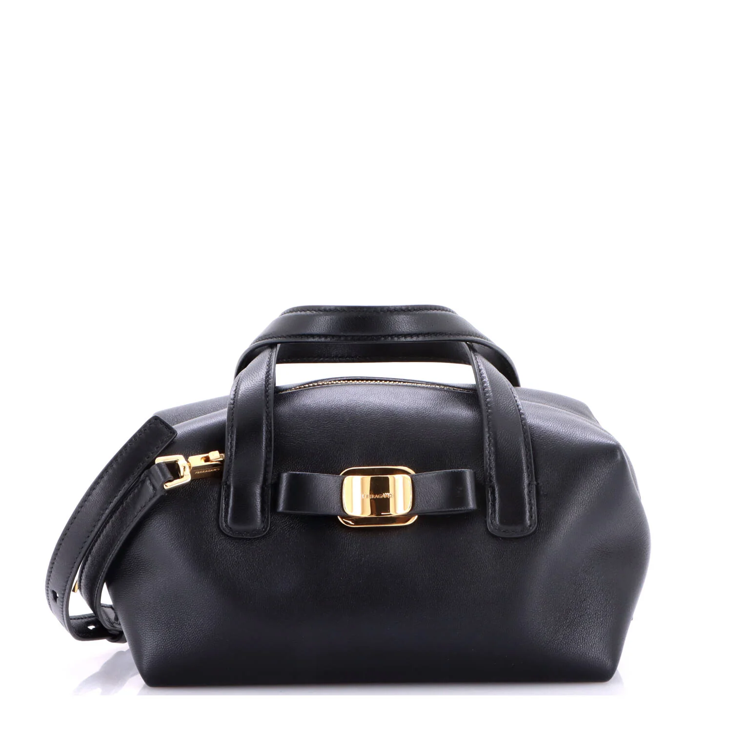 Vara Plate Convertible Bowling Bag Leather Mini