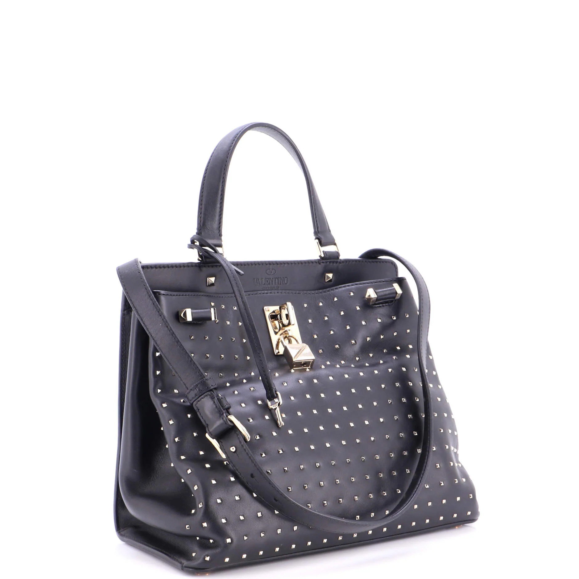 Joy Lock Top Handle Bag Studded Leather Medium - Image 2