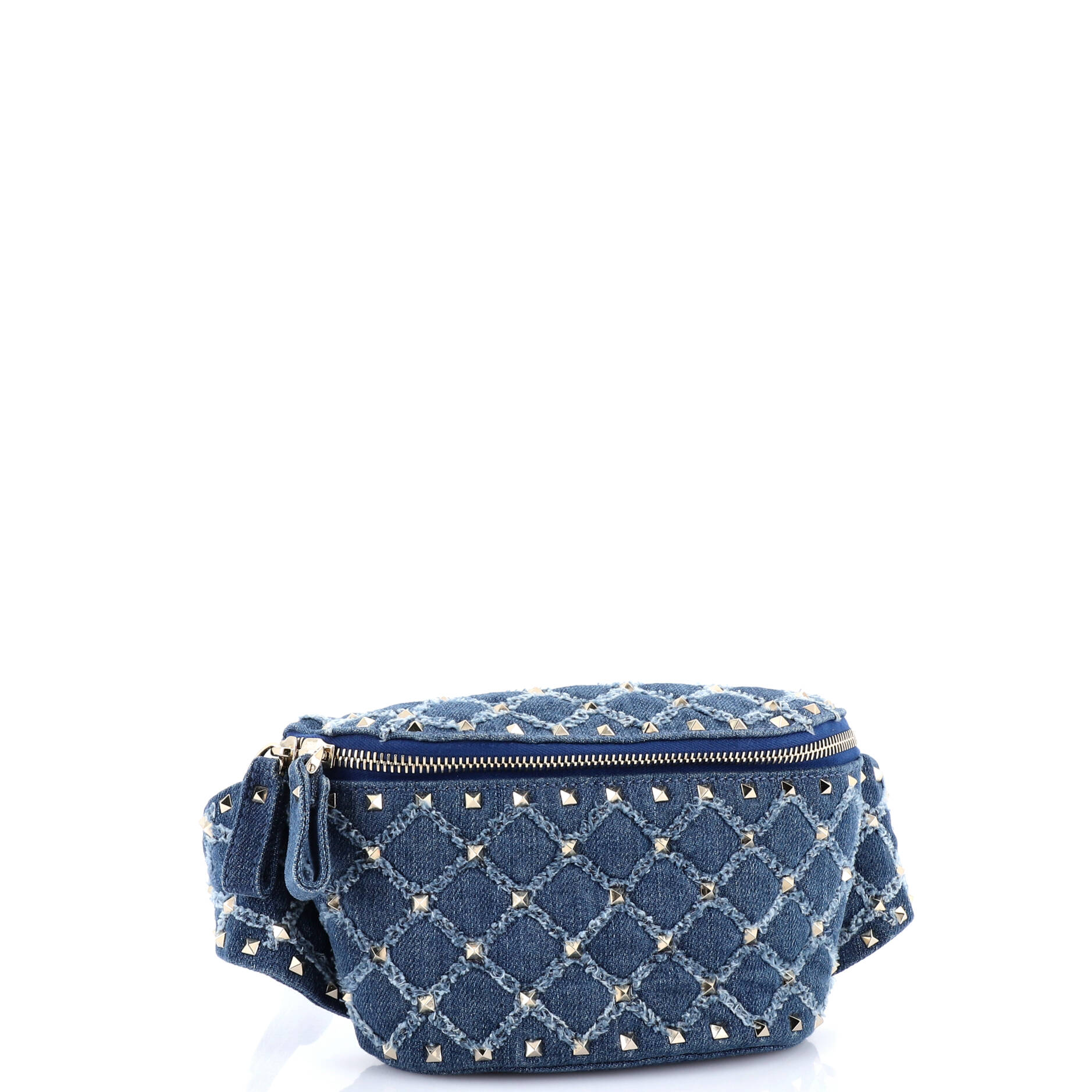 Rockstud Spike Belt Bag Quilted Denim - Image 2