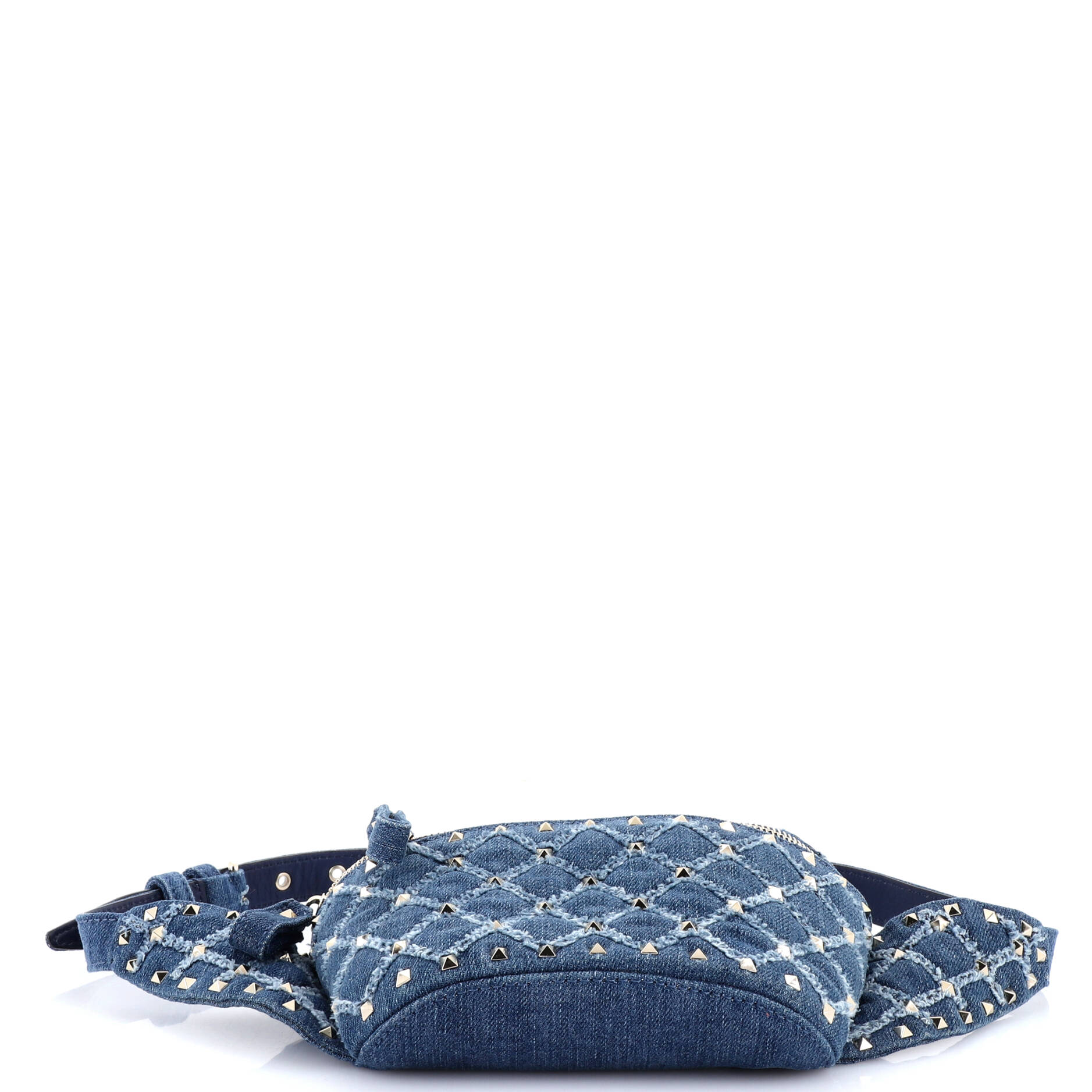 Rockstud Spike Belt Bag Quilted Denim - Image 4