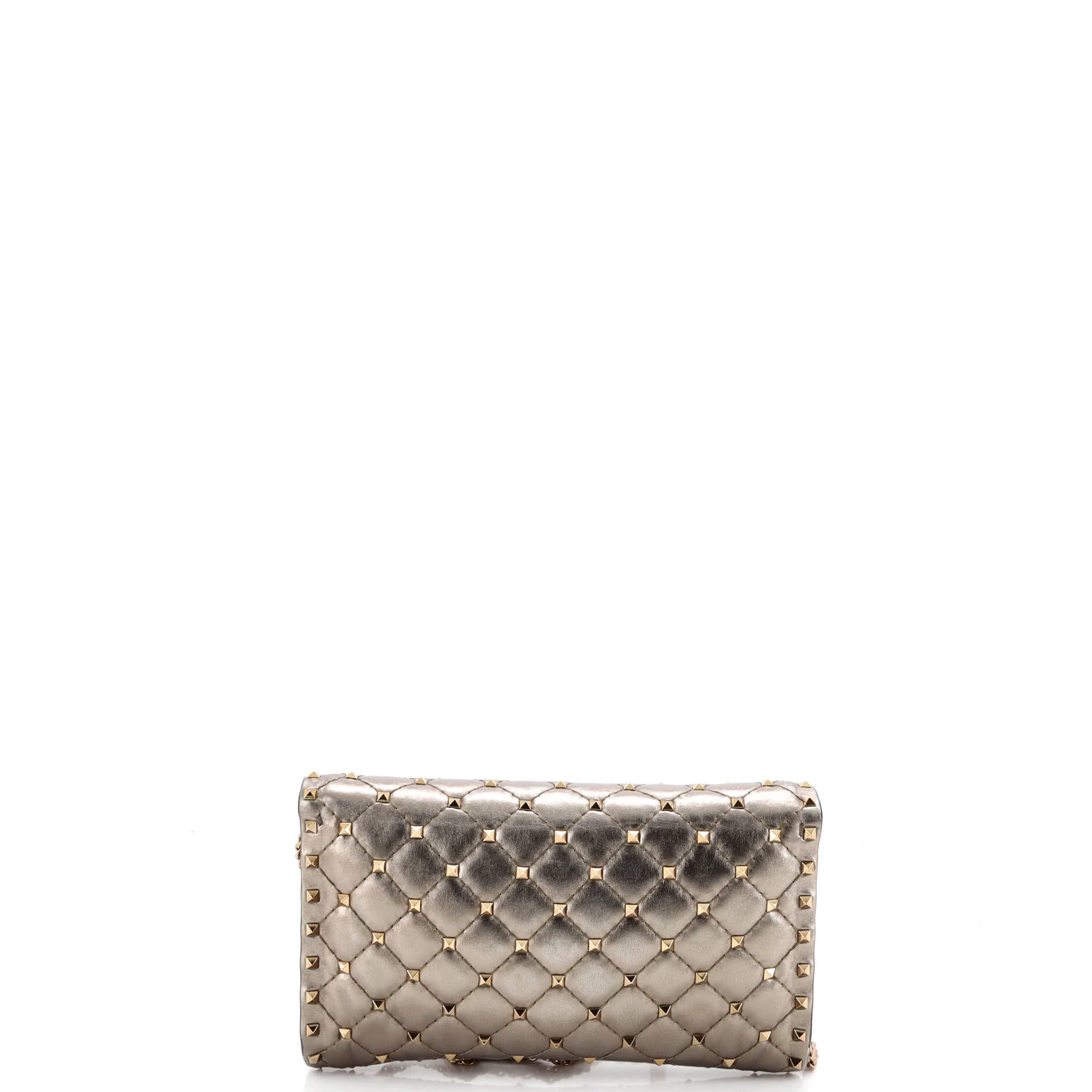 Rockstud Spike Wallet on Chain Quilted Leather Small - Image 3