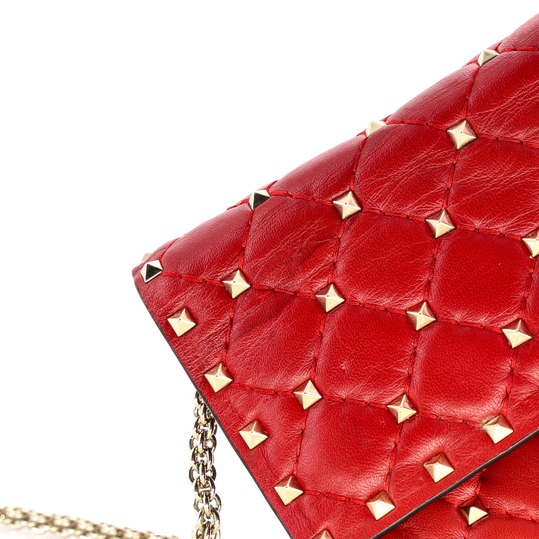 Rockstud Spike Wallet on Chain Quilted Leather Small - Image 6