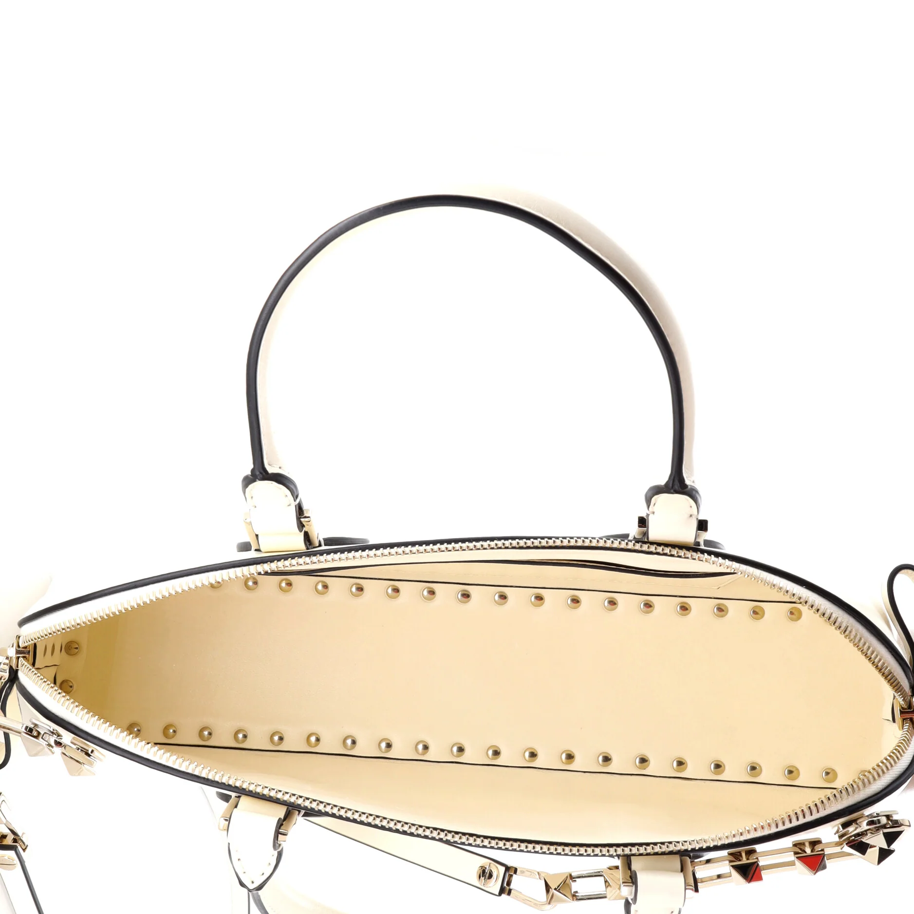 Rockstud Zip Up Top Handle Bag Leather East West - Image 5