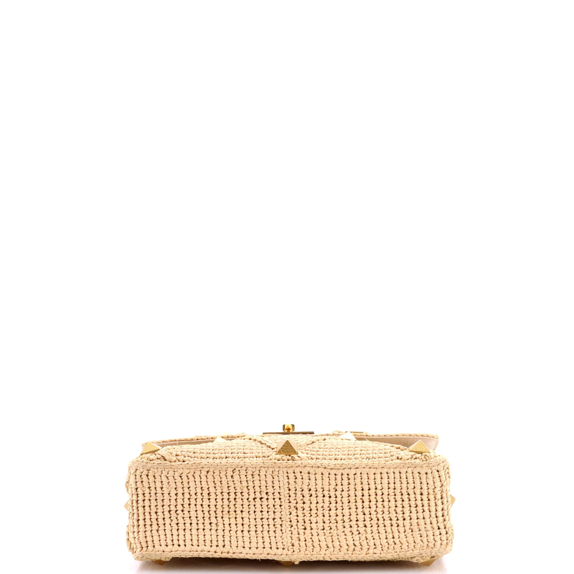 Roman Stud Flap Bag Woven Raffia Medium - Image 4
