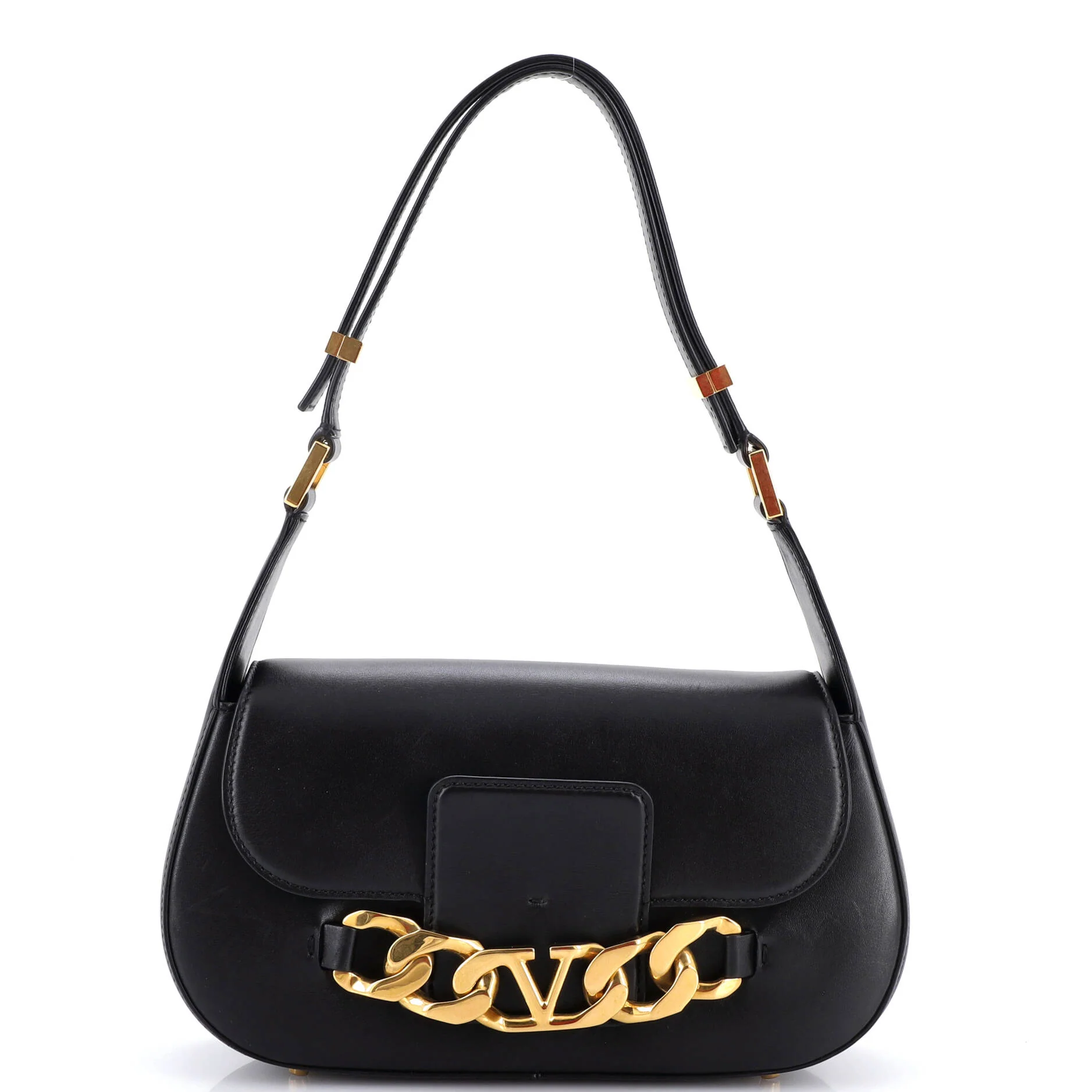 VLogo Chain Flap Shoulder Bag Leather Medium