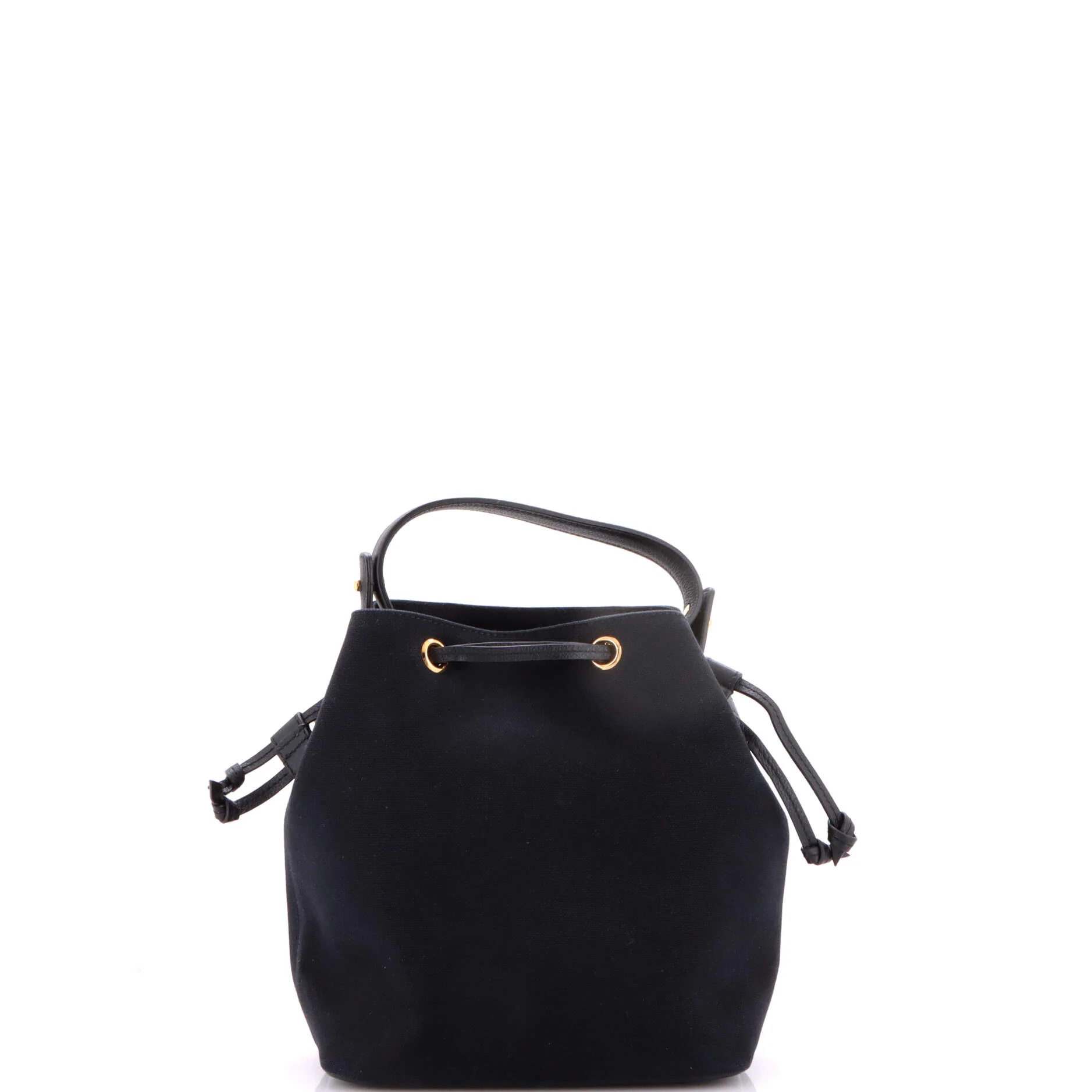 La Medusa Drawstring Bucket Bag Canvas with Leather Small - Image 3