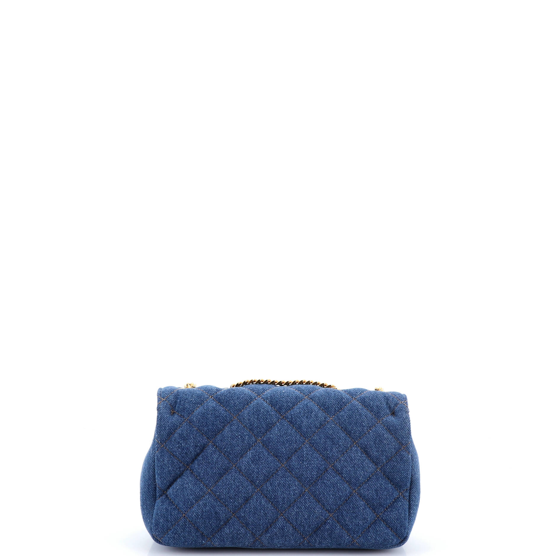 Medusa Icon Chain Flap Bag Quilted Denim Mini - Image 3