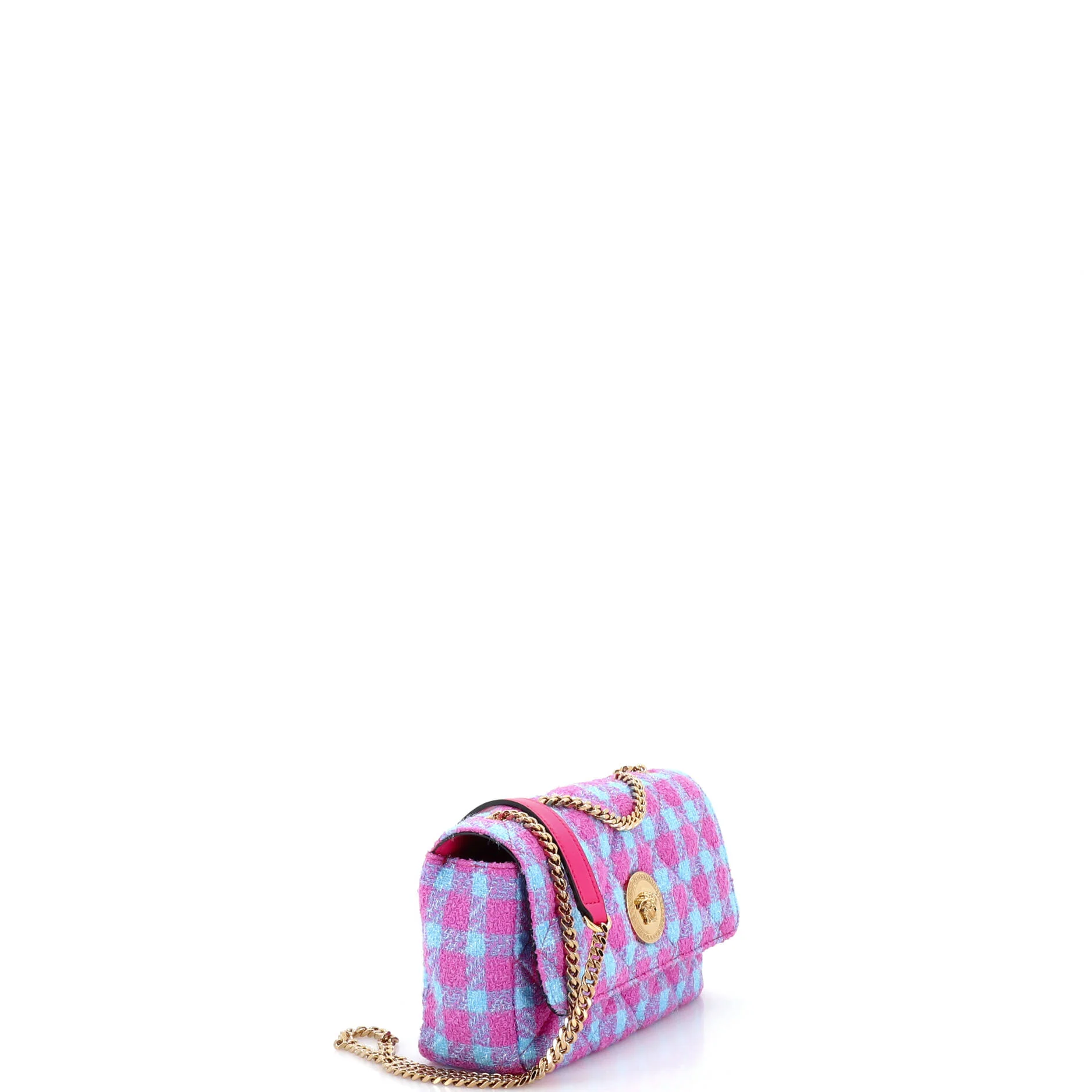 Medusa Icon Chain Flap Bag Quilted Tweed East West - Image 2