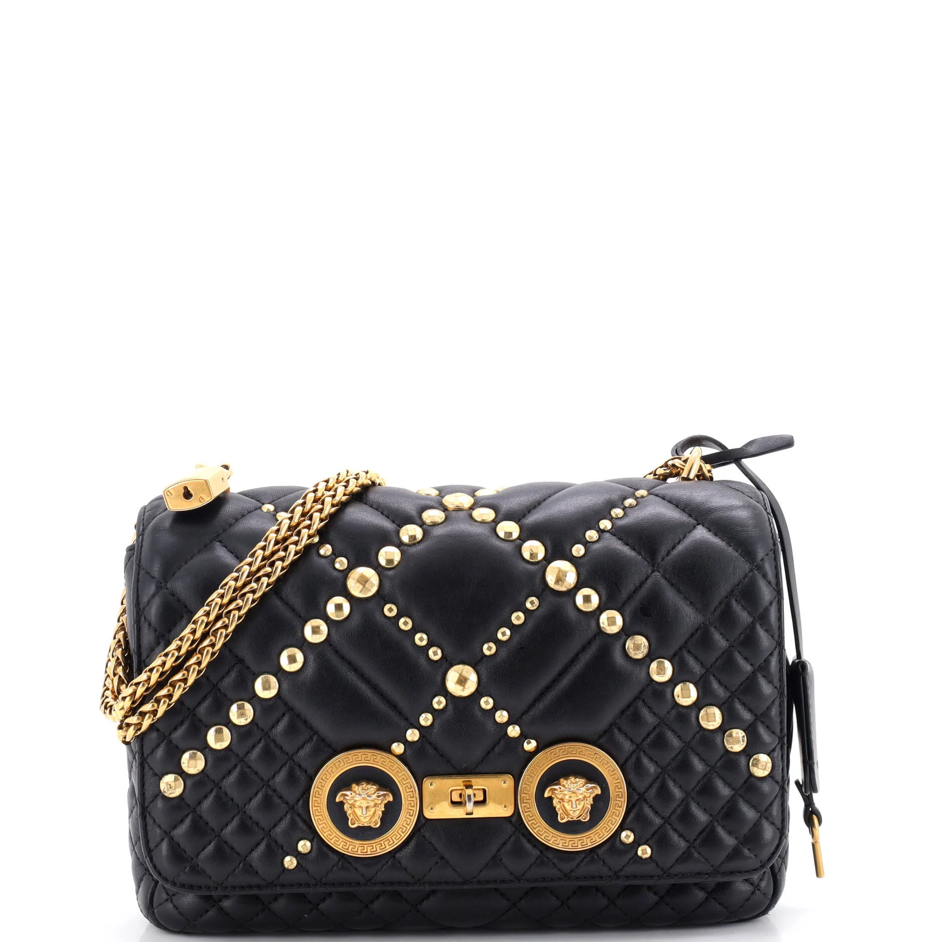 Medusa Padlock Icon Flap Bag Studded Quilted Leather Medium